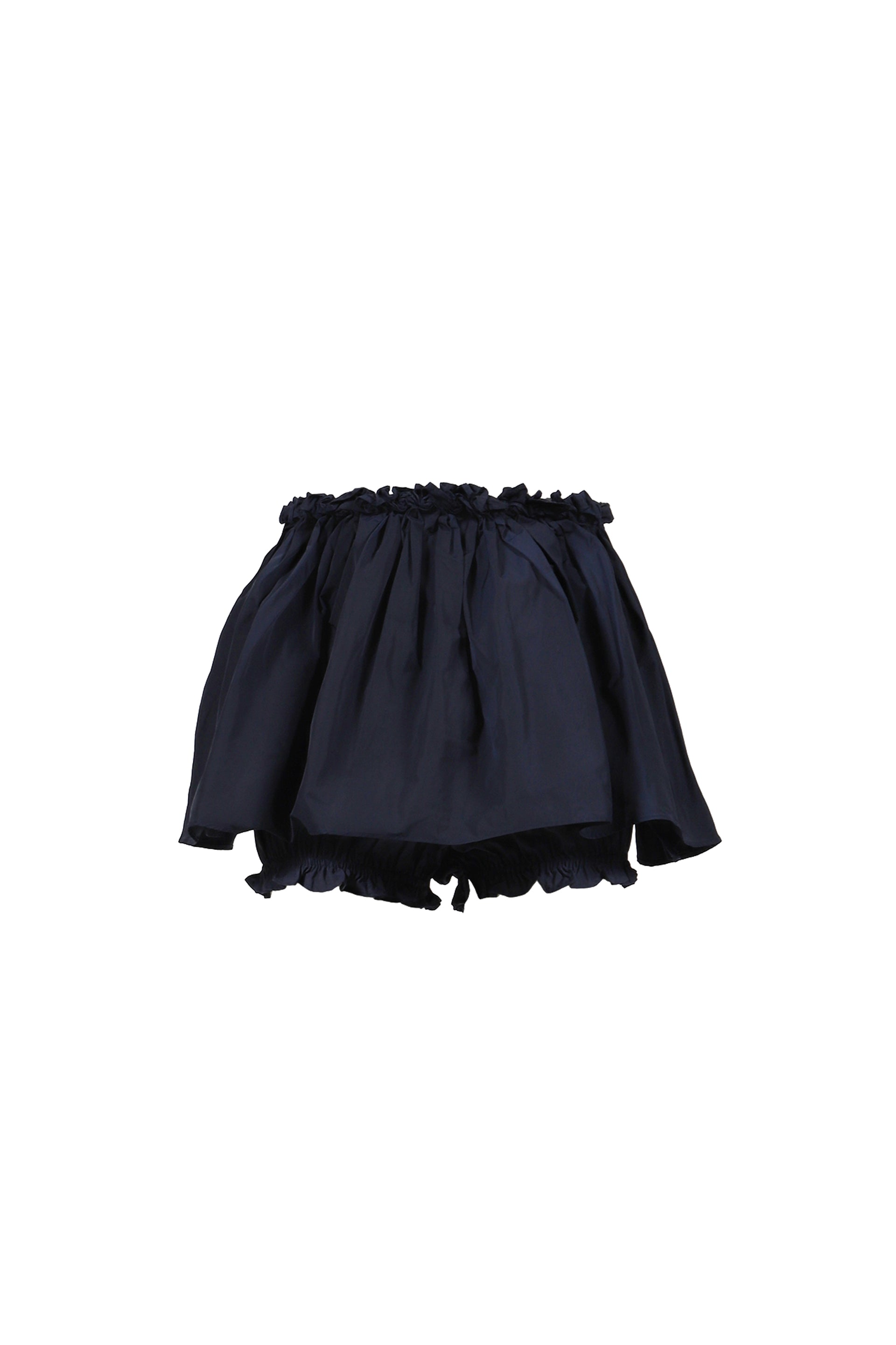 HAND-SEWN FLORAL WAIST SHORT SKIRT / NVY