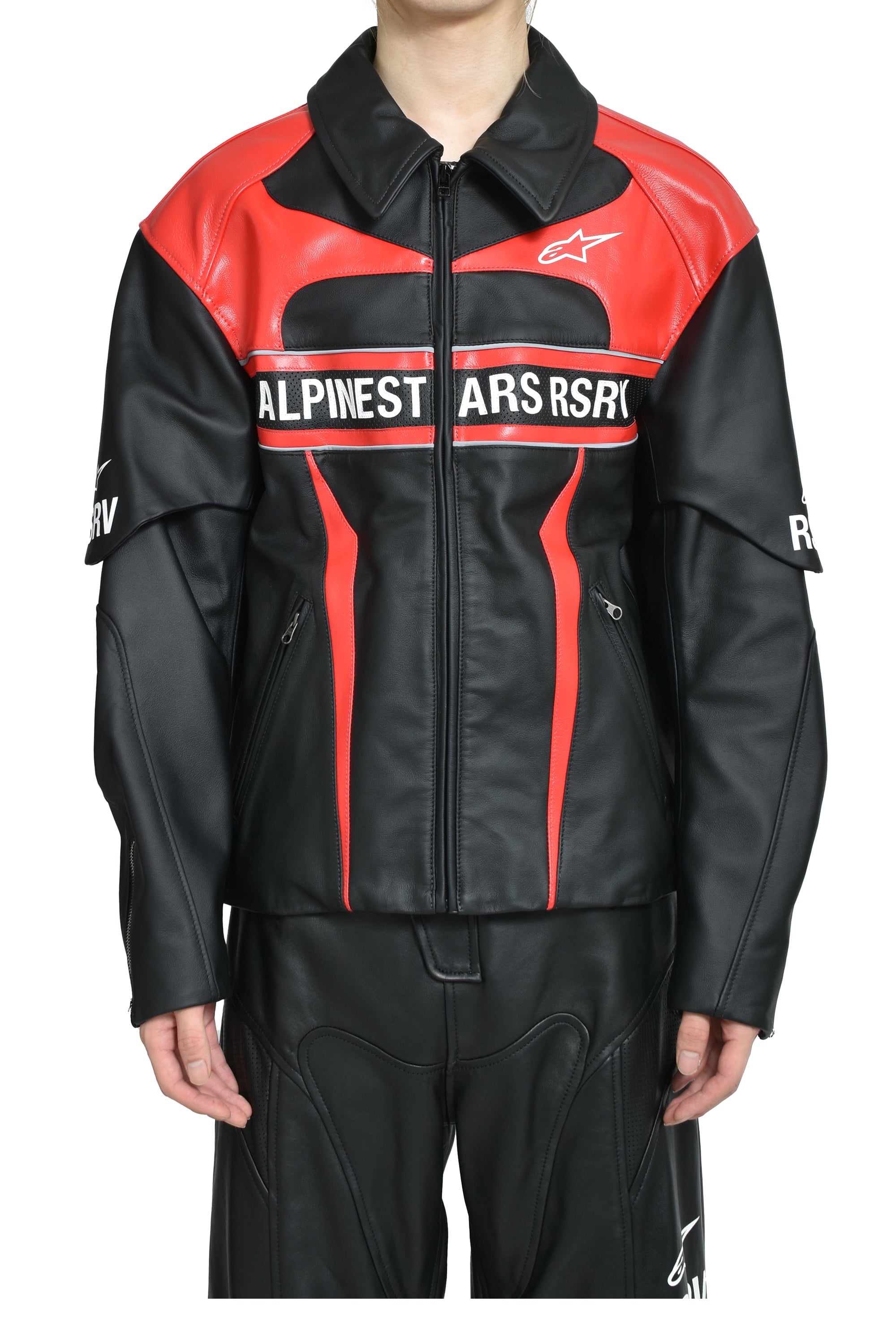 HAGAZE LEATHER JACKET / BLK RED