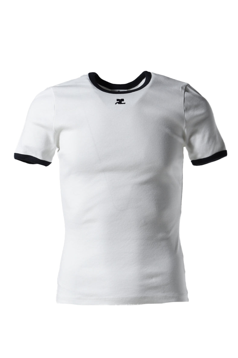 Courrèges SIGNATURE CONTRAST T-SHIRT / BLANC HERITAGE/NVY