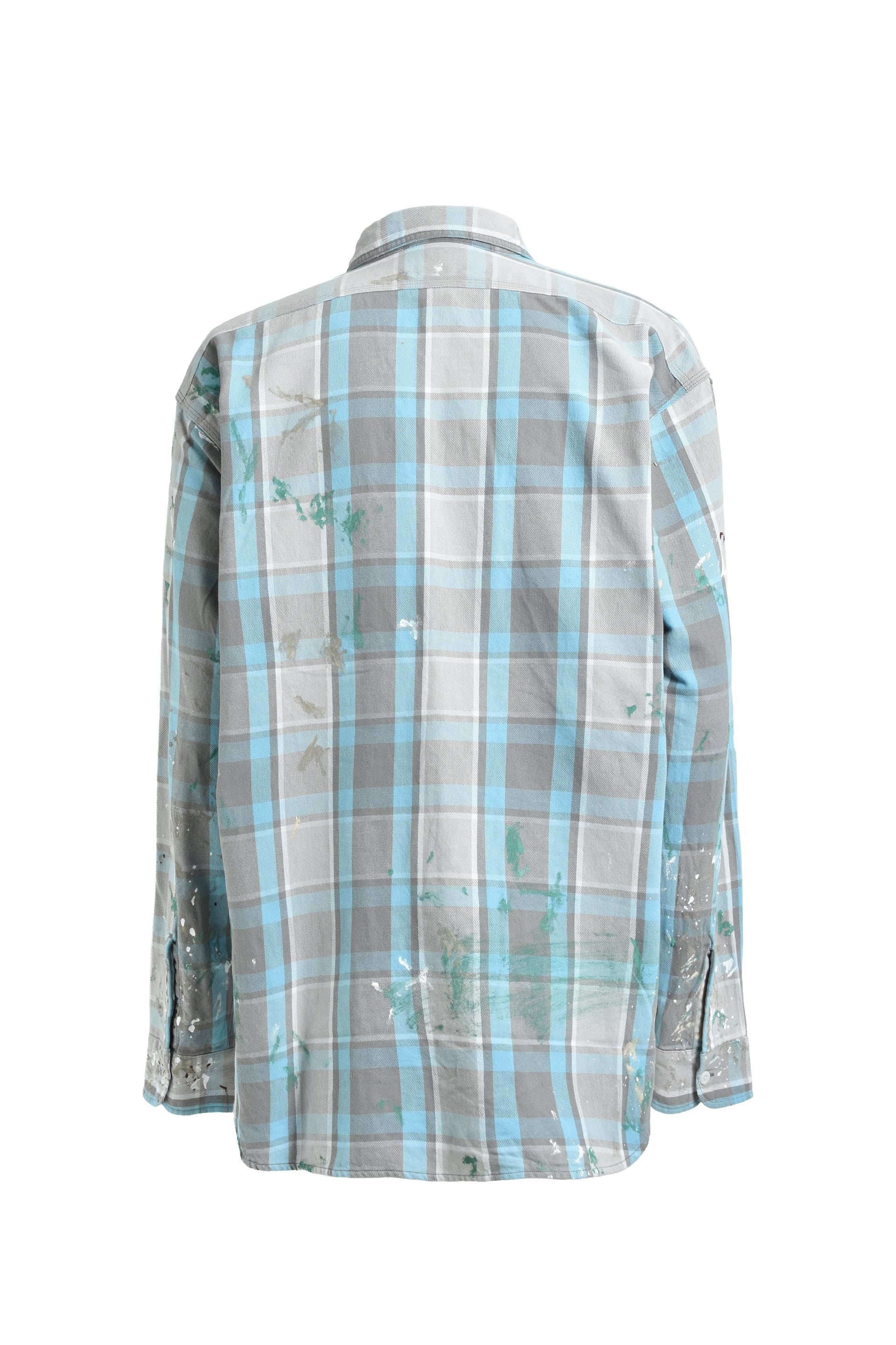 PAINTER'S PAINT STAINED FLANNEL SHIRT / AGED L.BLU×O.WHT