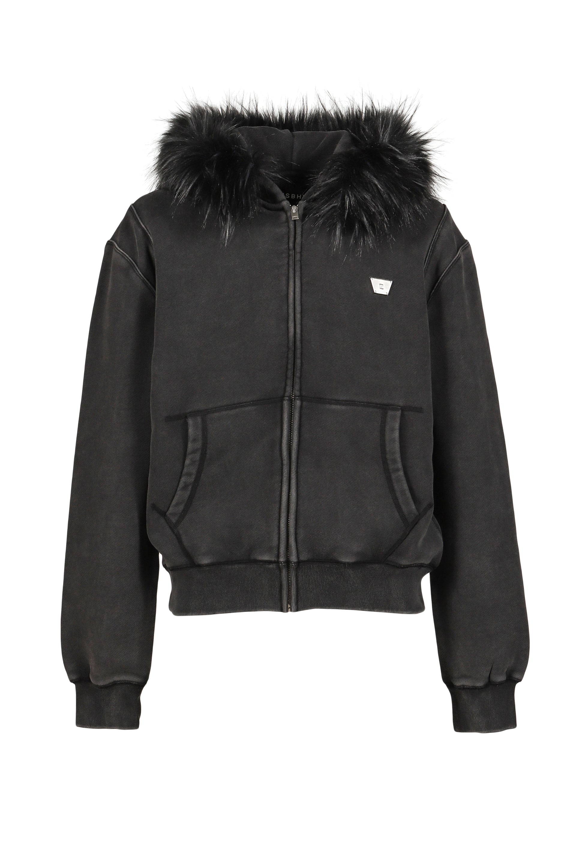 STAR TEDDY FUR HOODIE / BLACK