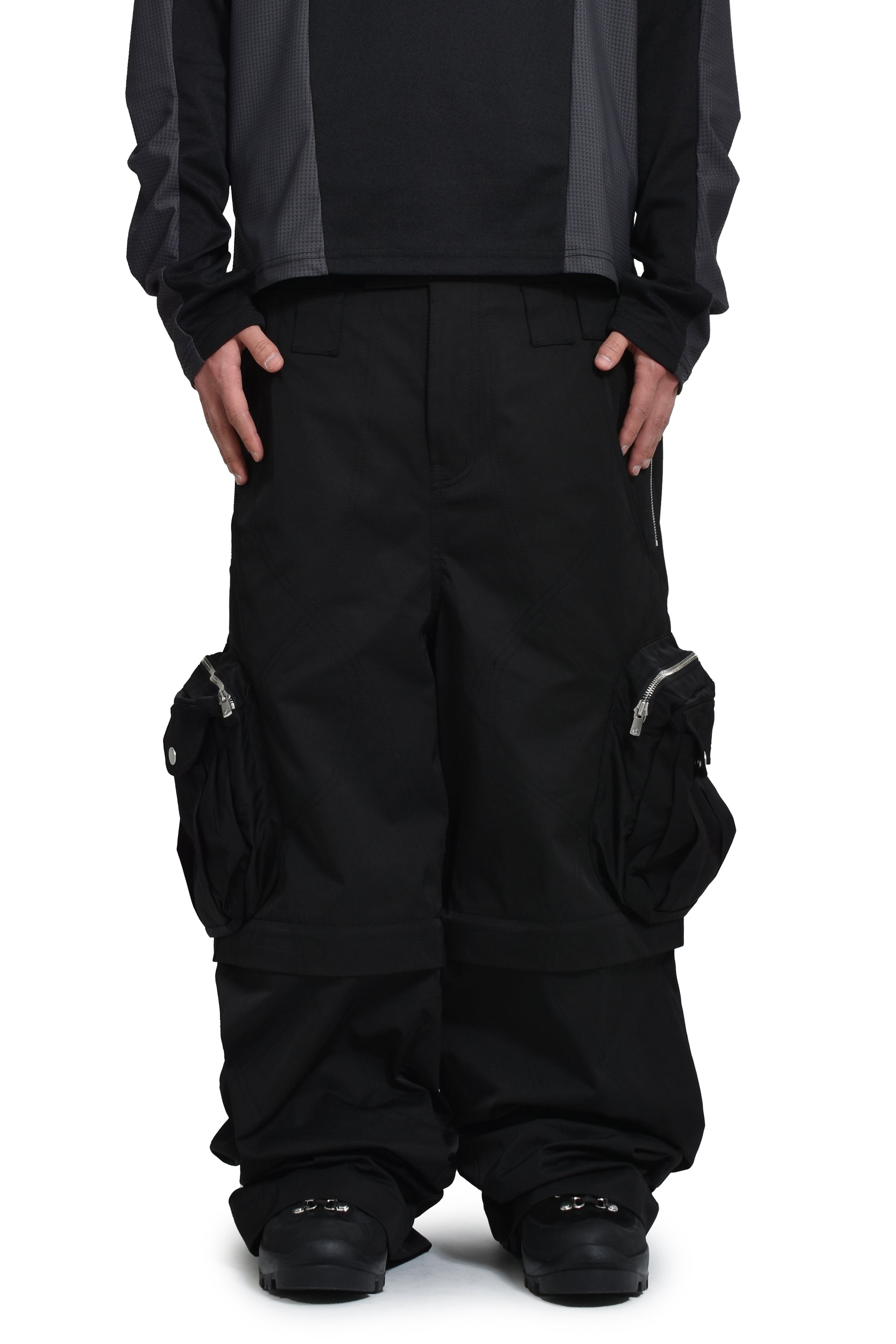 FFFPOSTALSERVICE DIFFRACTION CONVERTIBLE CARGO TROUSERS / BLK