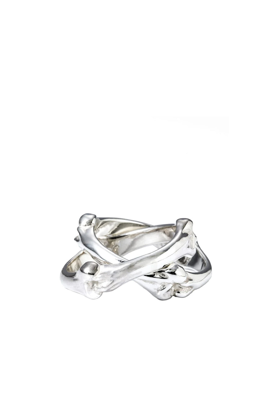 BONE SHAPED DUAL RING / SIL