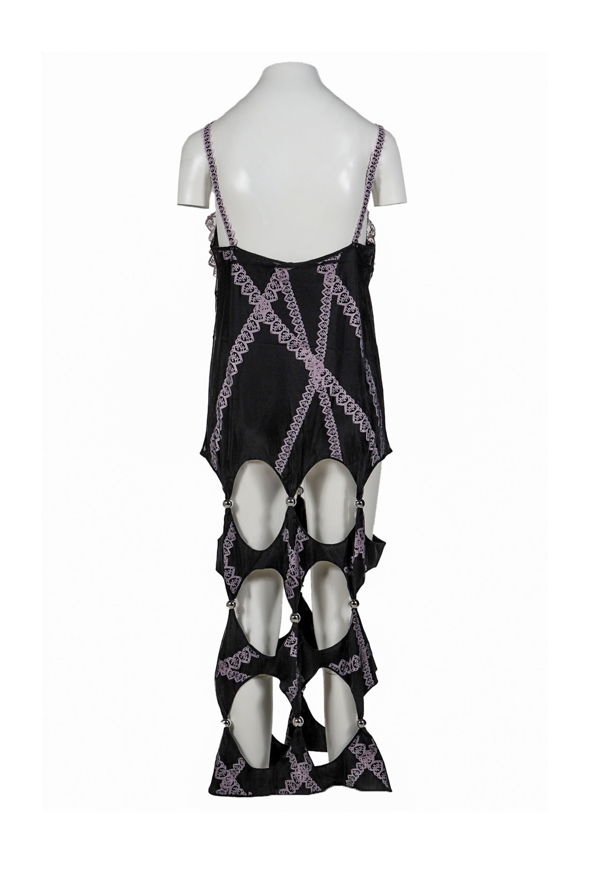 YUEQI QI LACE MOTIF SUAN PAN DRESS / BLK