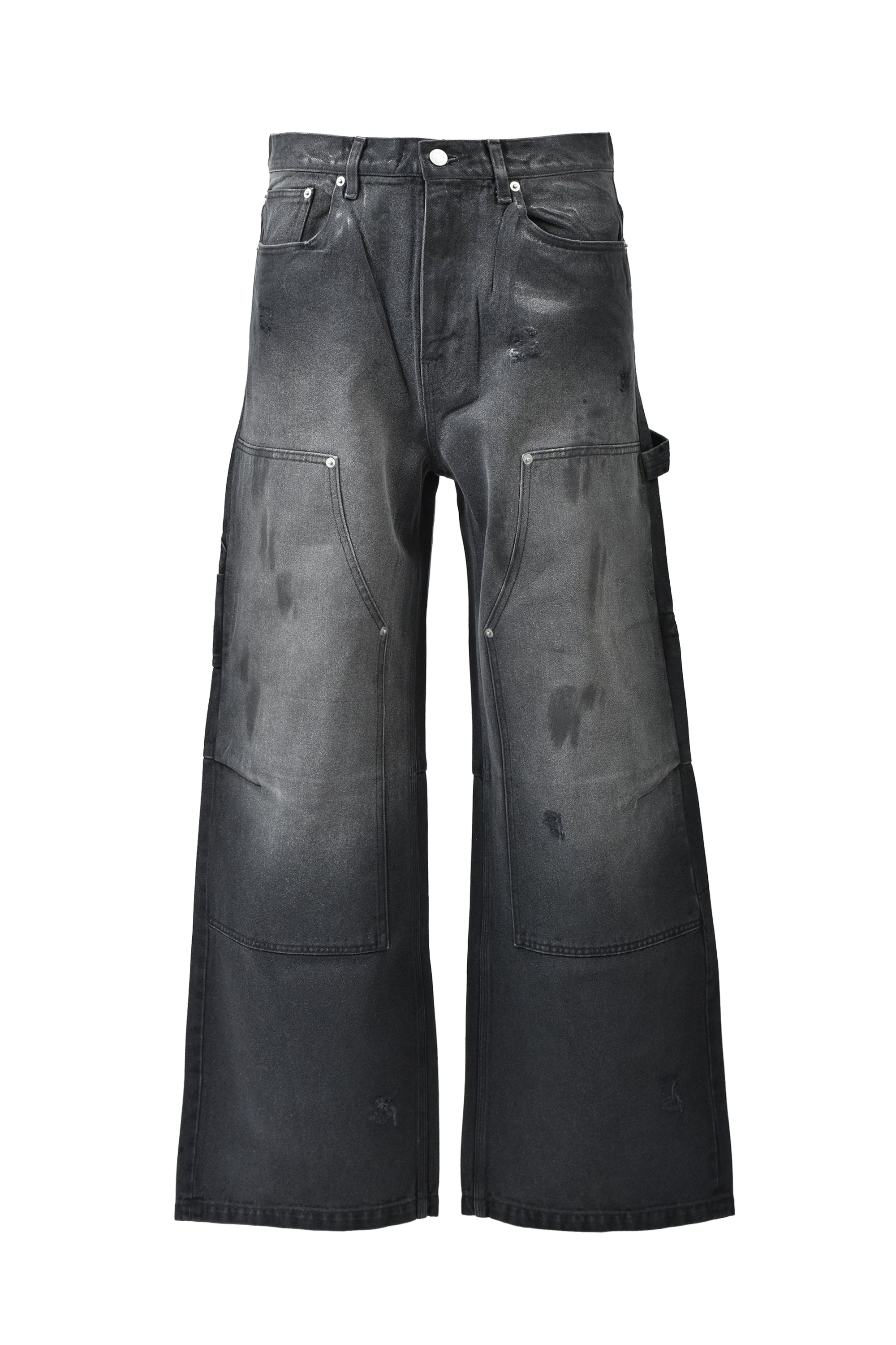 BREATH Breath SS26COATING DOUBLE KNEE DENIM PANTS / BLK - NUBIAN