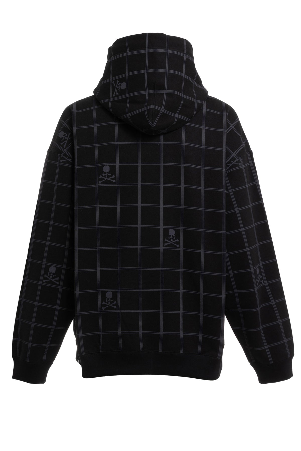 SKULL CHECK HOODIE / BLK GRY