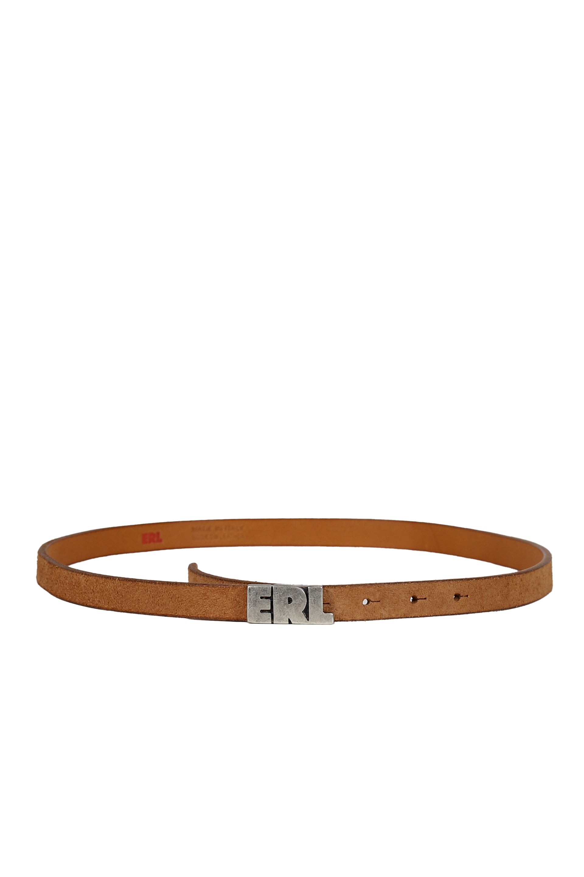 ERL LOGO SKINNY LEATHER BELT / TANNED