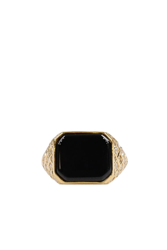 ERNEST W. BAKER DIAMOND QUILTED STONE RING / GLD