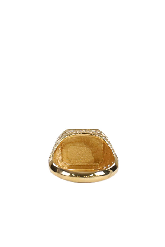 ERNEST W. BAKER DIAMOND QUILTED STONE RING / GLD