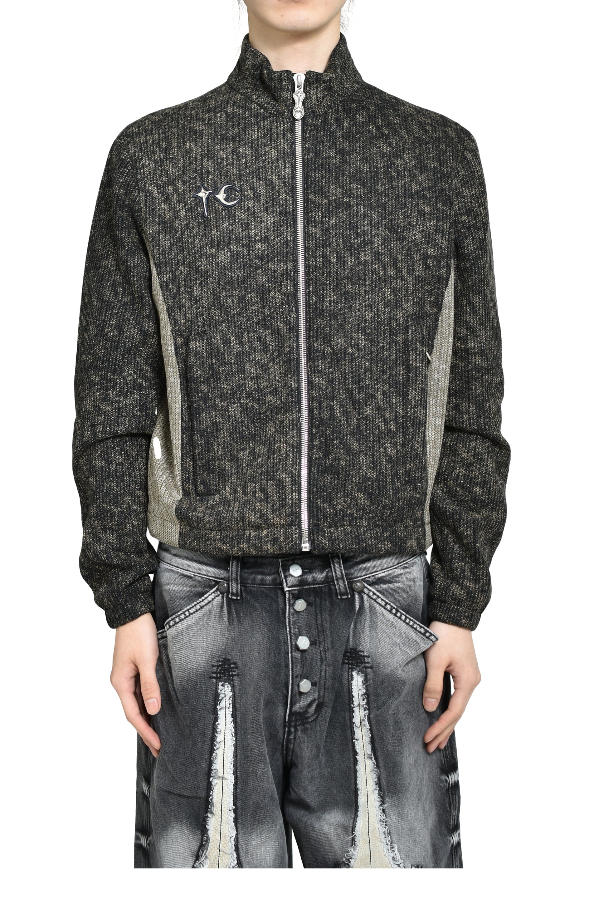 DEVIL PEACE PATCH KNIT JACKET / BLK