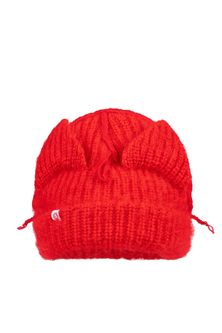 MOHAIR CHUNKY EARS BEANIE / RED