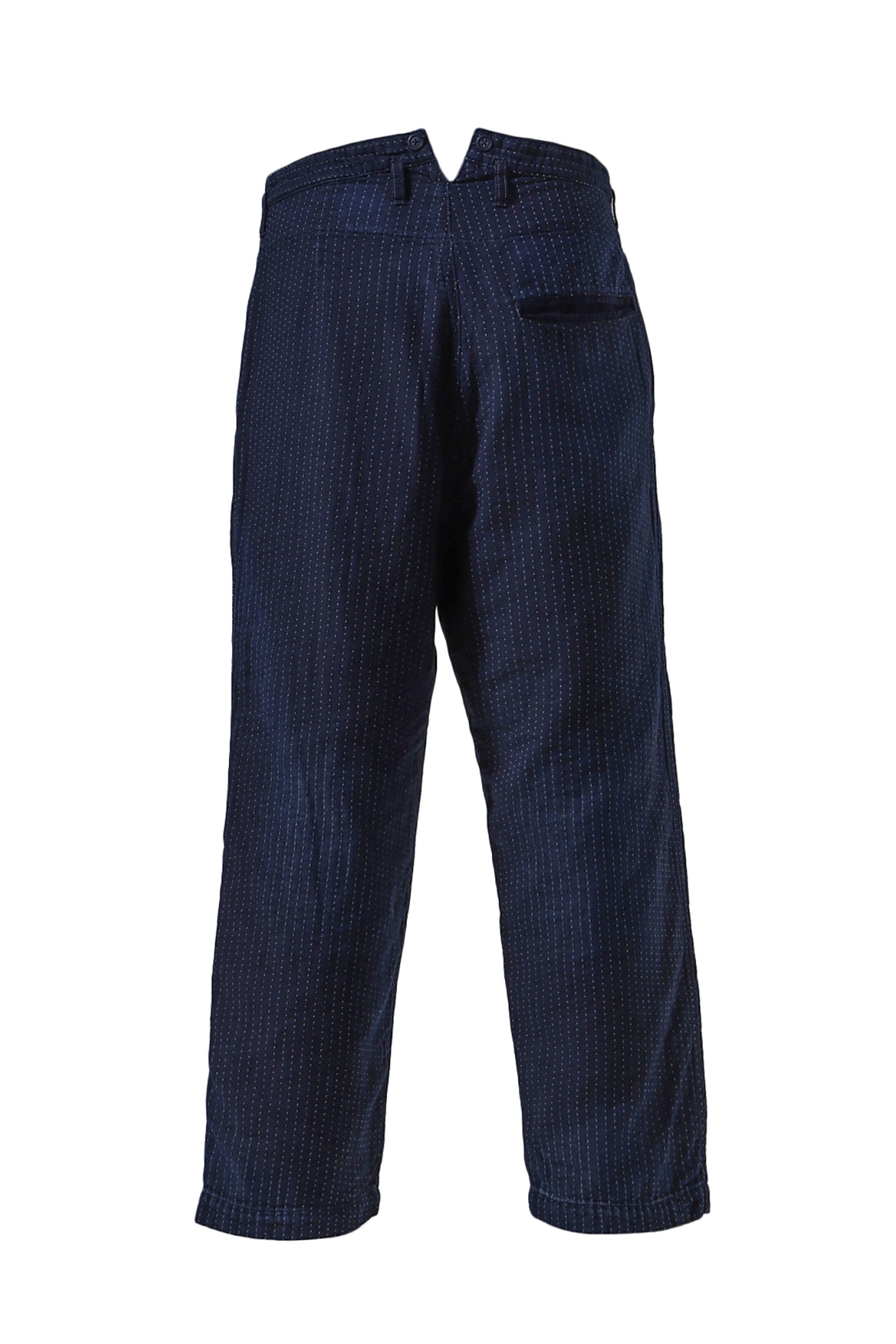 PORTER CLASSIC SASHIKO STRIPE FRENCH WIDE PANTS / BLU