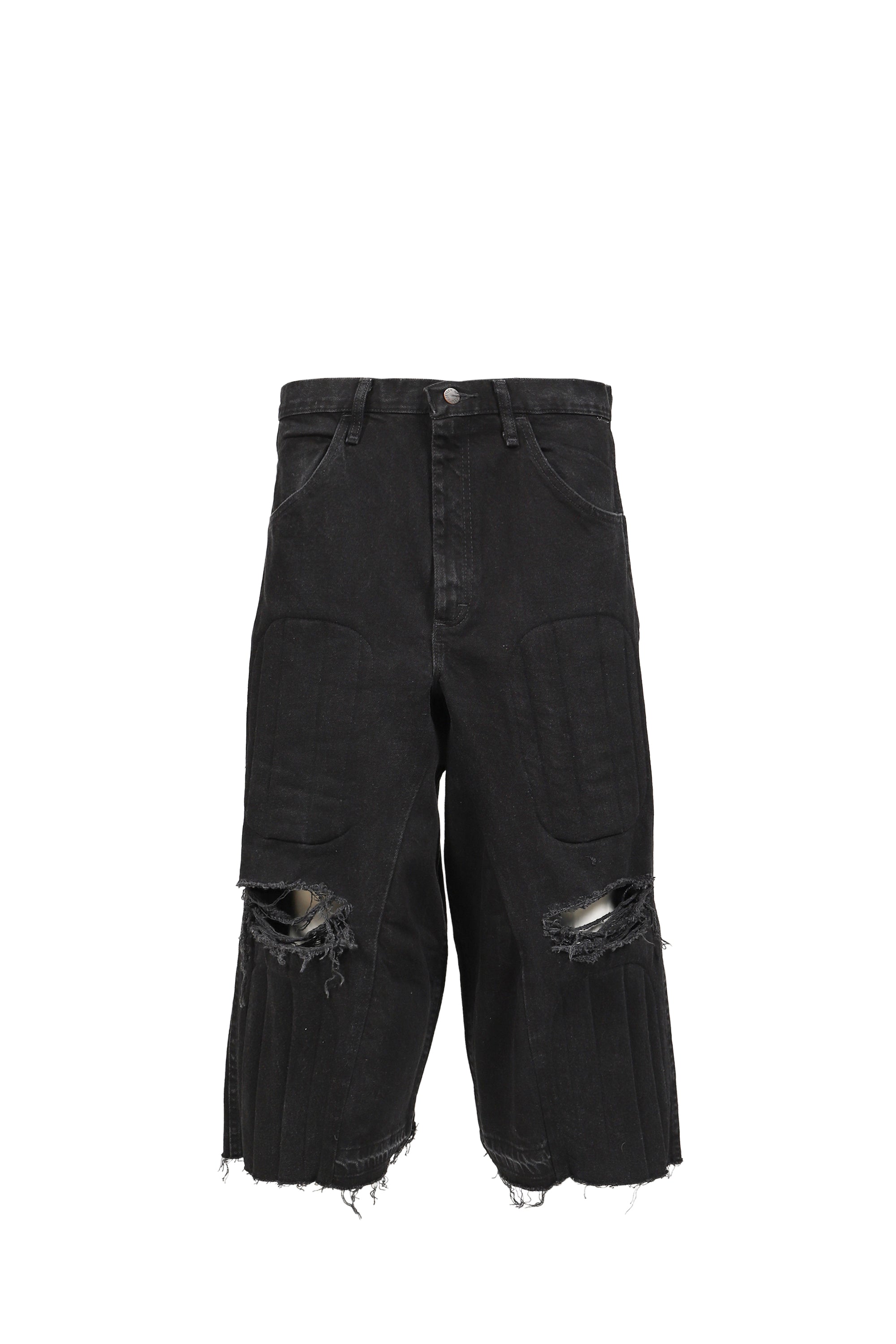JOSHUA JAMAL JOSHUA JAMAL SS26 PADDED DENIM NBHD SHORTS / BLK - NUBIAN