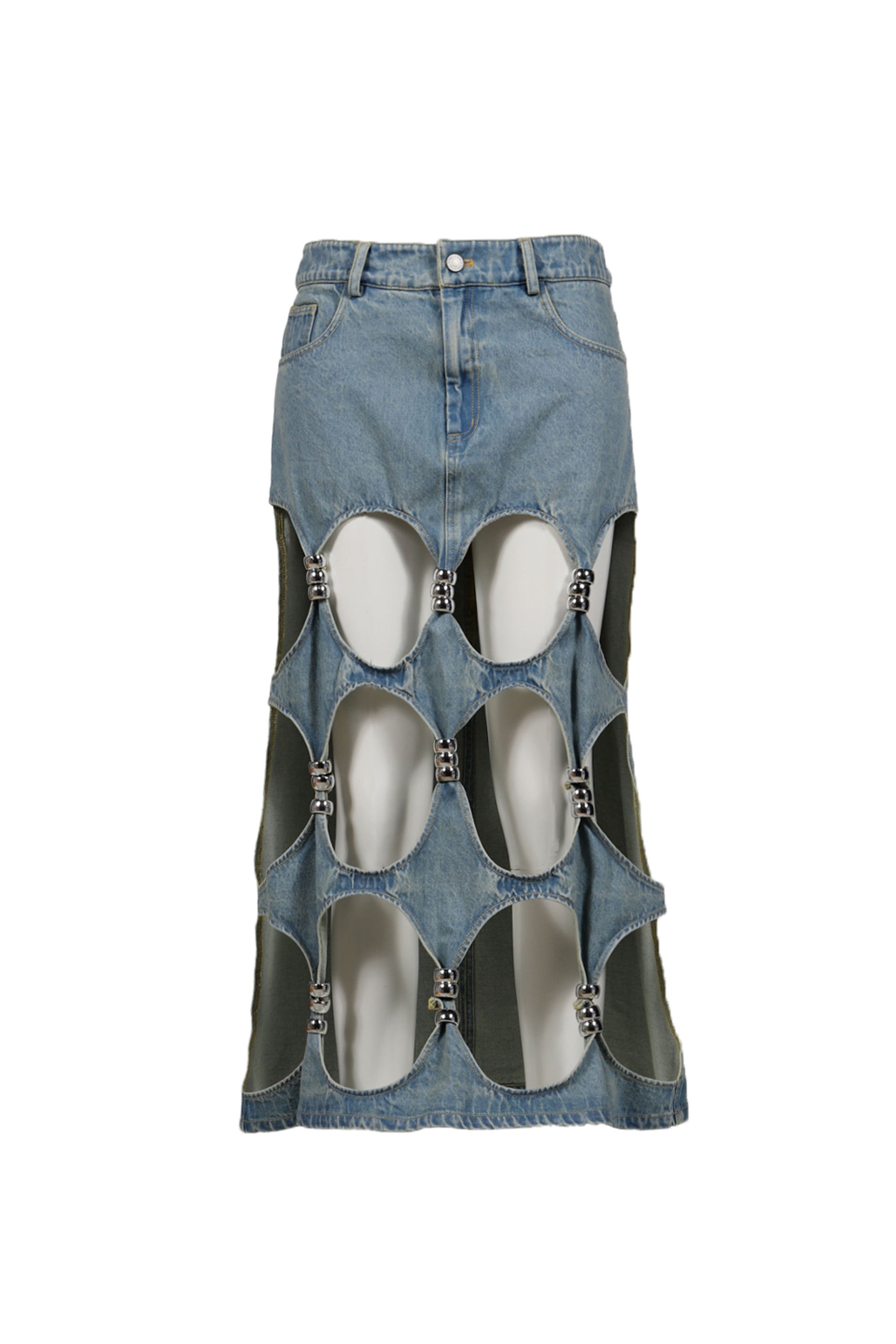 YUEQI QI DENIM SUAN PAN SKIRT / BLU