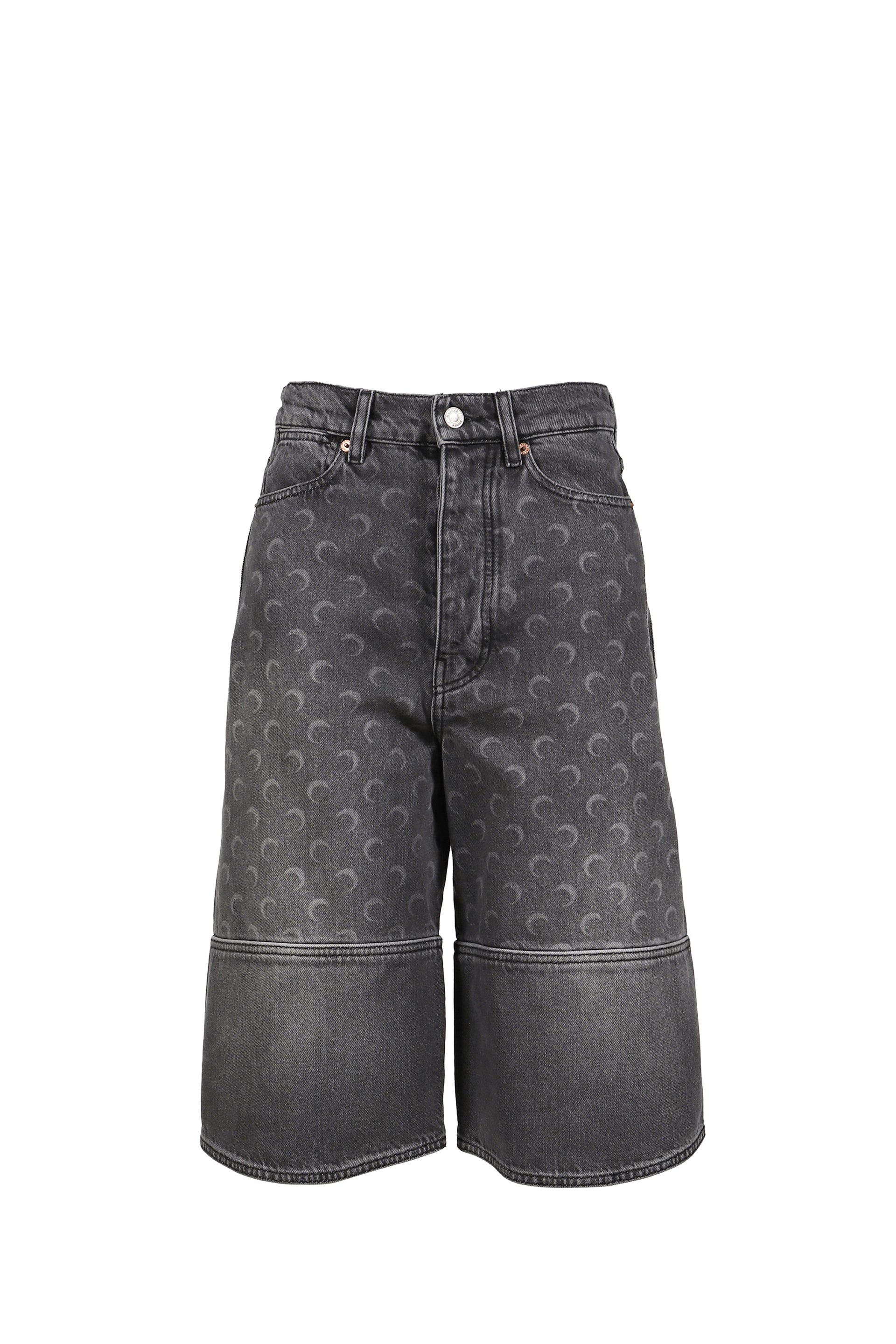 MOON LASER GREY WASH DENIM SHORTS / DARK GRY