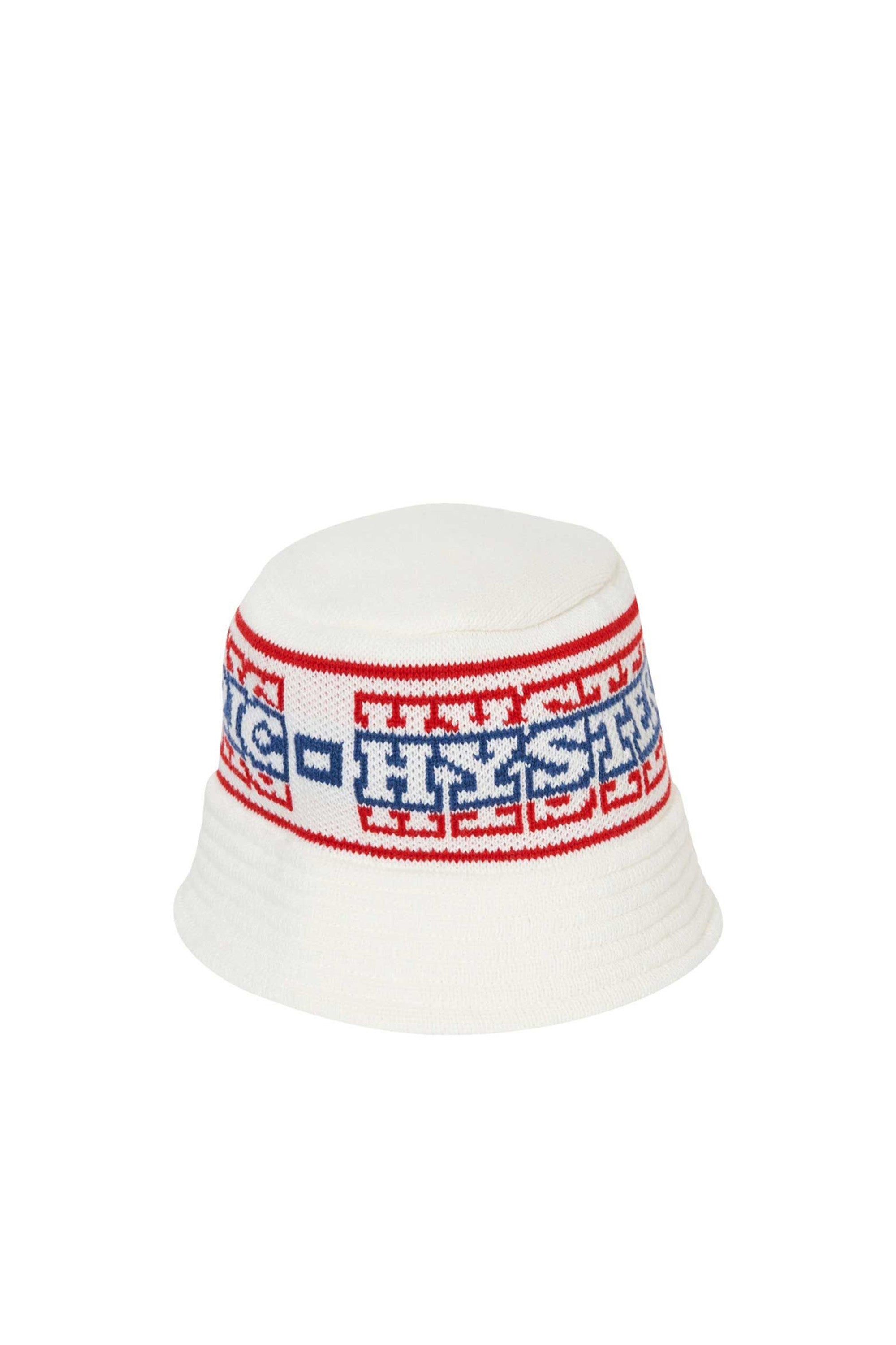 HYSTERIC GLAMOUR FW23 STRIPE LOGO KNIT BUCKET HAT / OFF WHT -NUBIAN