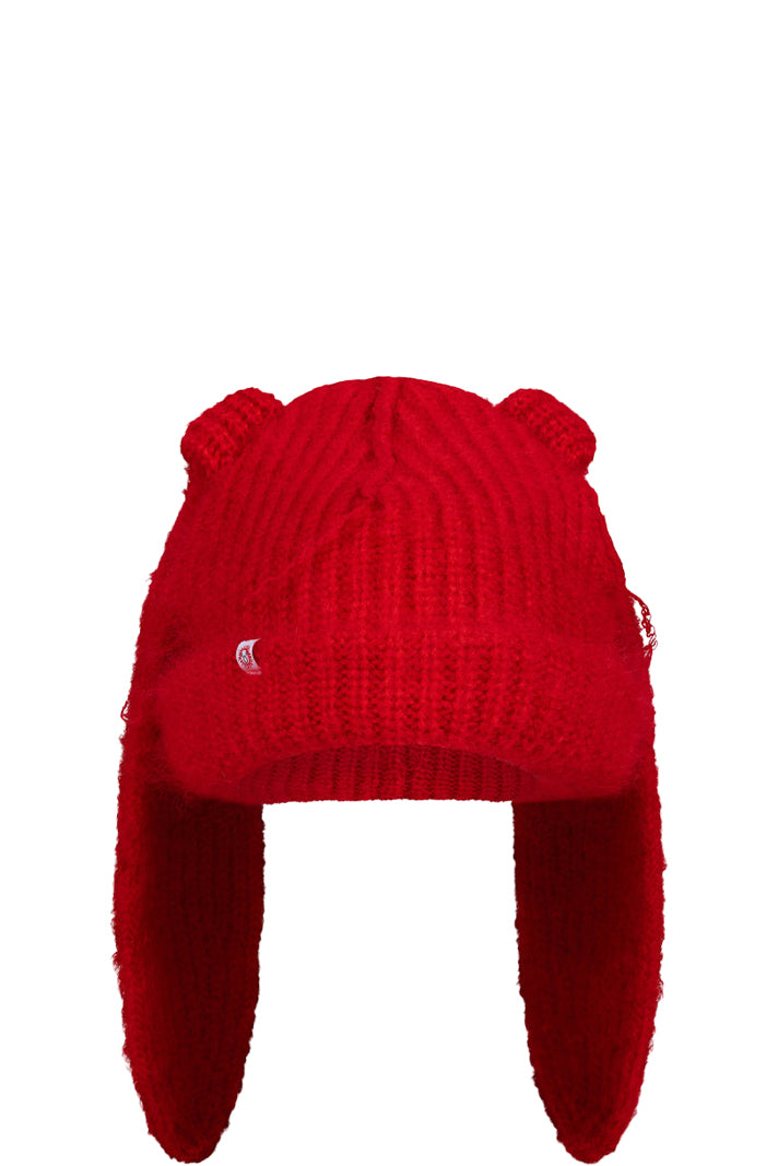 Charles Jeffrey Loverboy FW25 Mohair Chunky Rabbit Beanie / Red