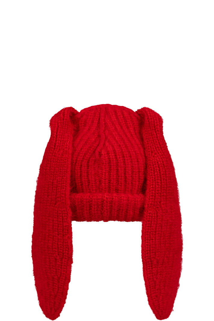 MOHAIR CHUNKY RABBIT BEANIE / RED