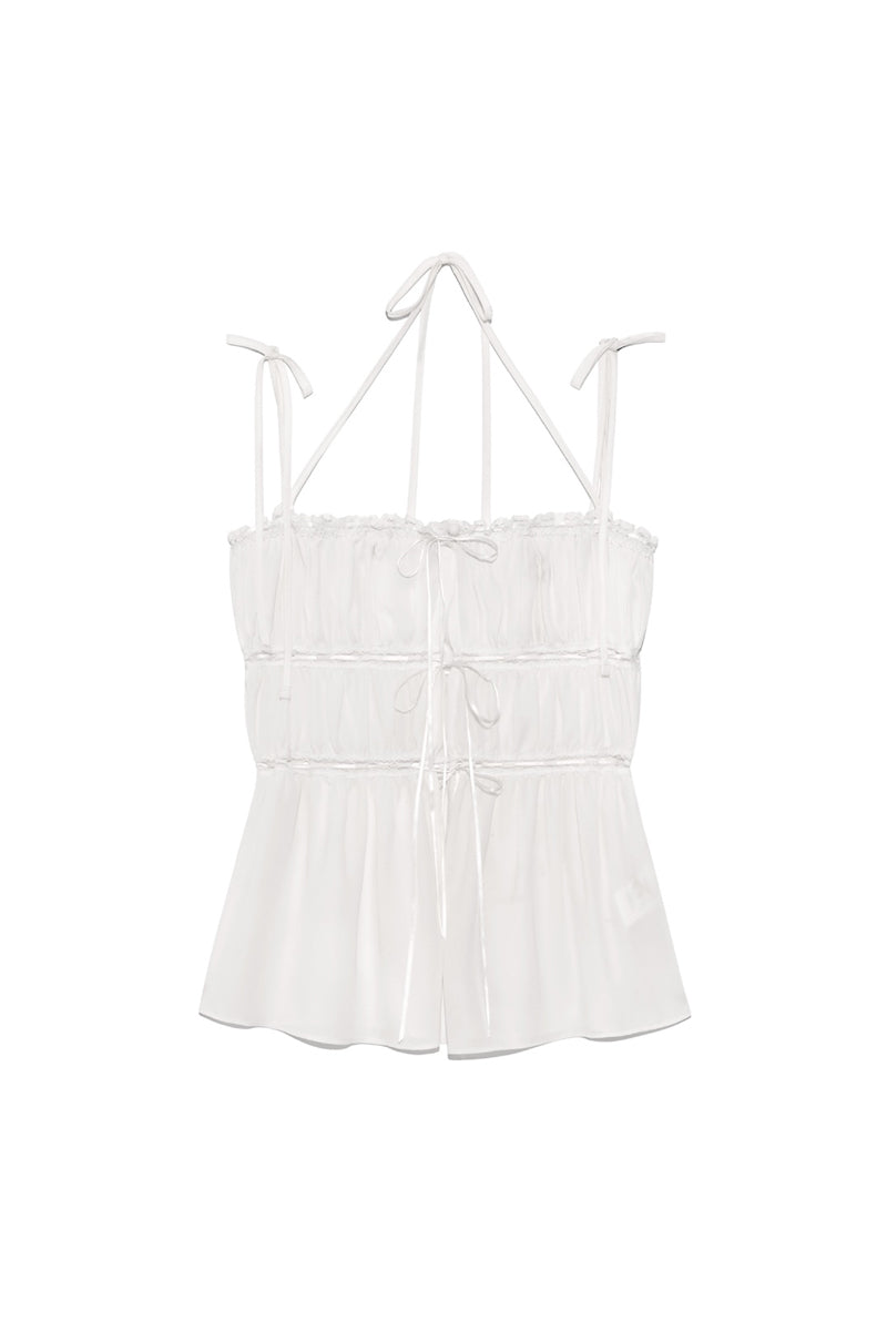 DREAMY LACE SHIRRING TOP / WHT