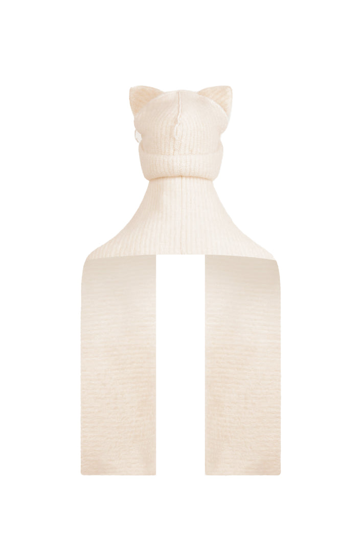 ALPACA CHUNKY EARS BEANIE SCARF / ECR