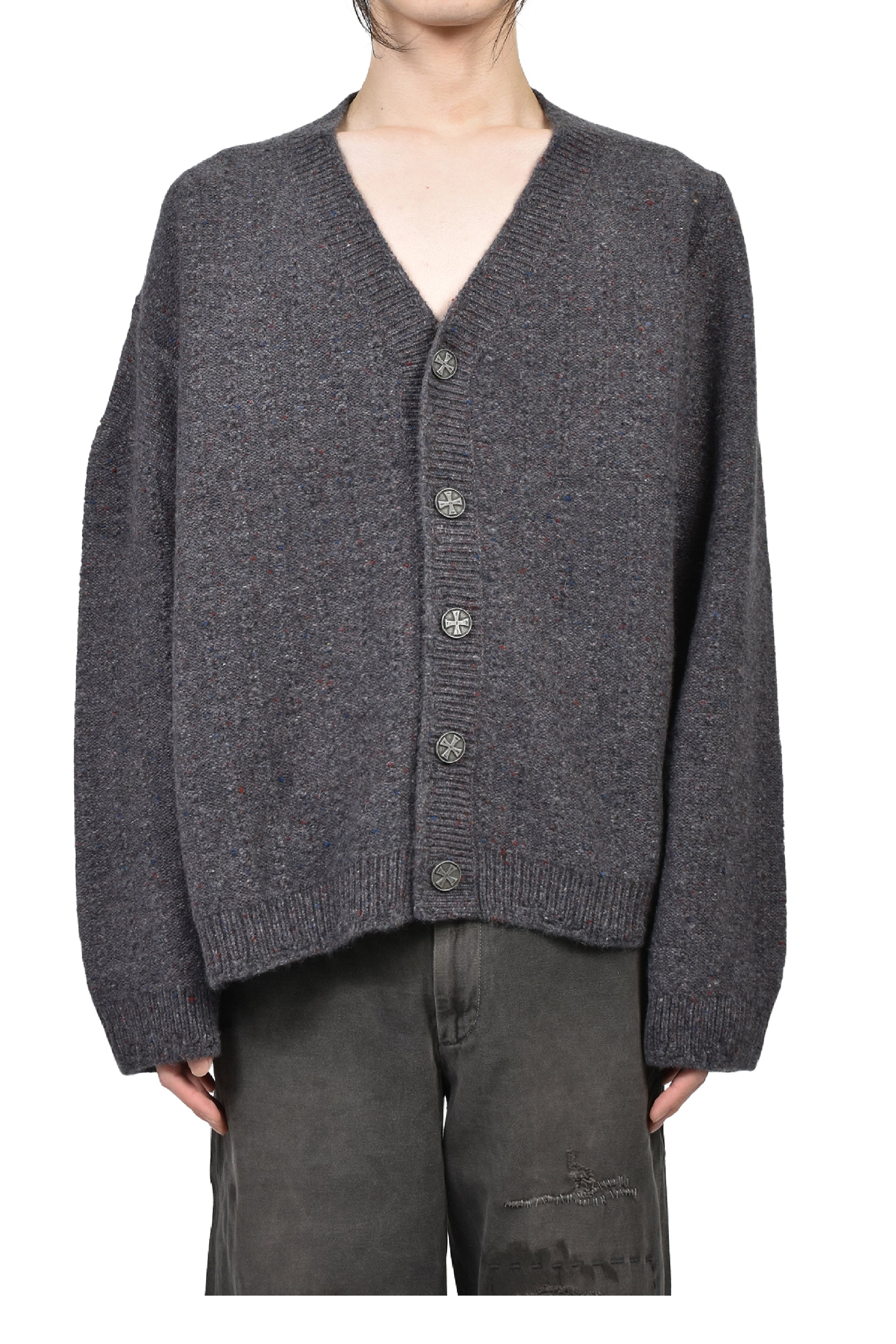 ASYMMETRICAL CARDIGAN / TWEED GRY