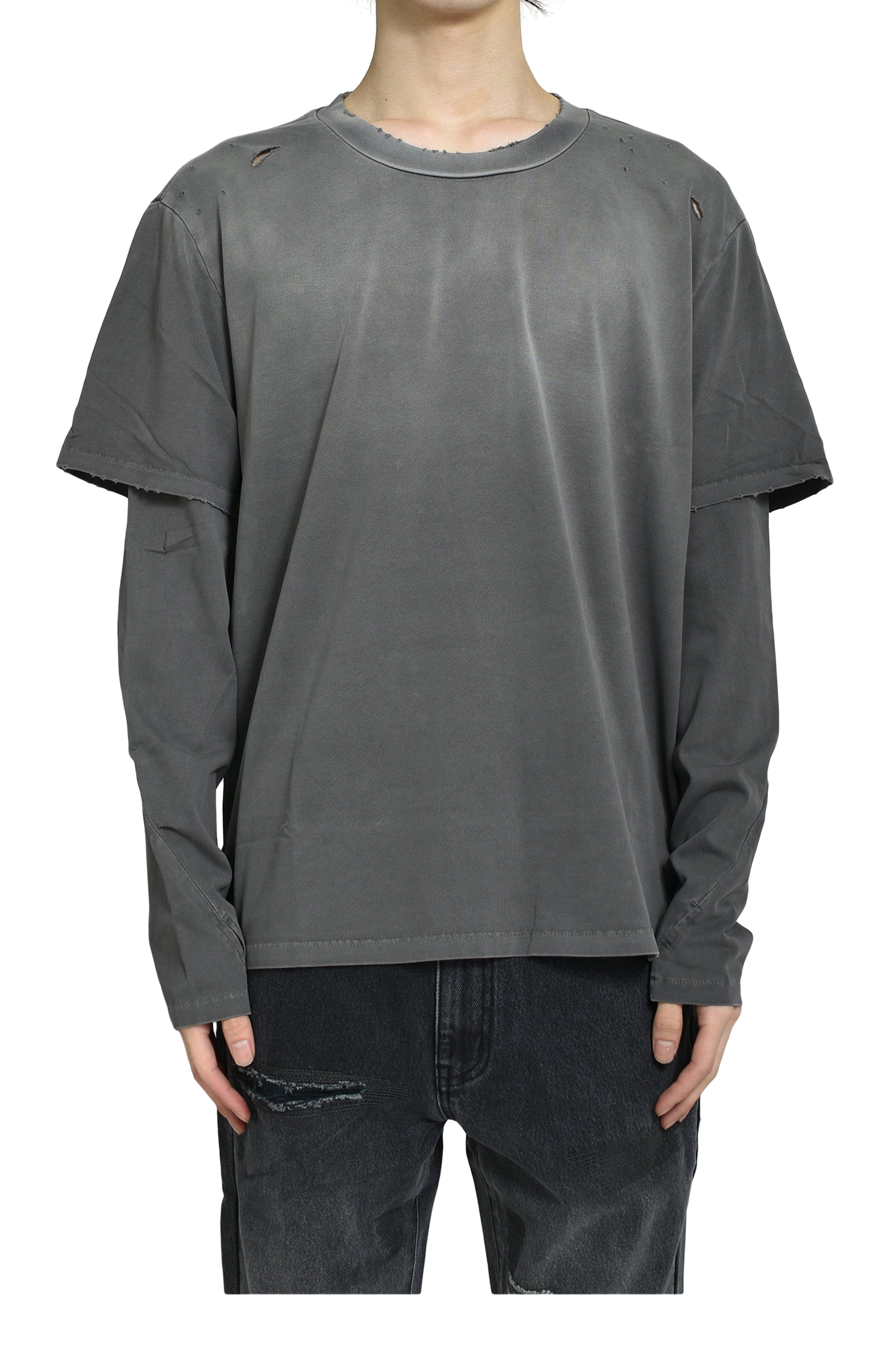 SUN FADED DOUBLE LAYER TEE / FADED GRY