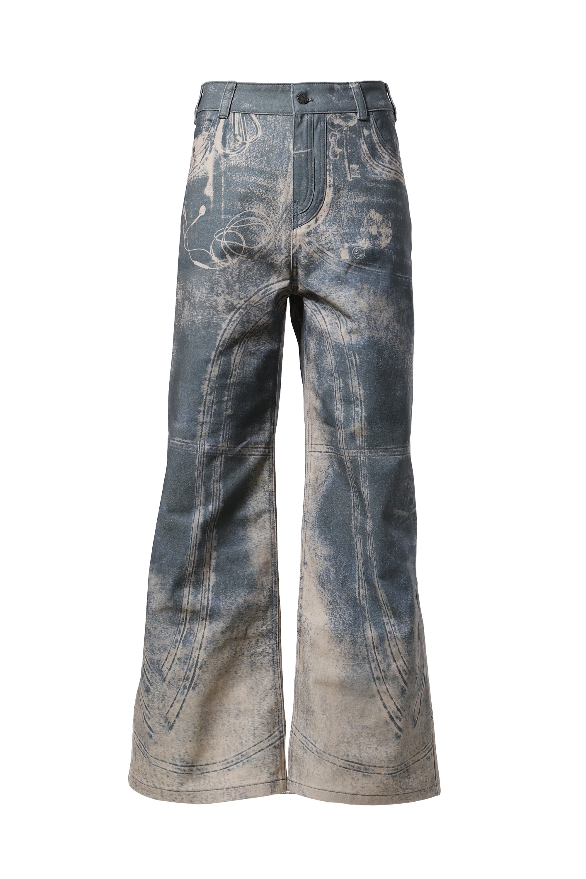 NO/FAITH STUDIOS PRINTED DENIM / IND USED LOOK PRINTED