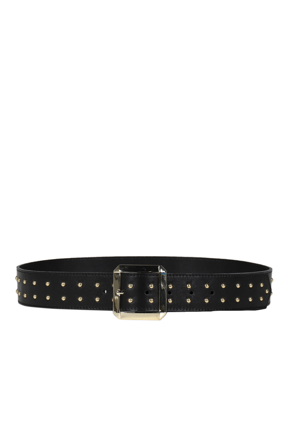 ERNEST W. BAKER STUDDED LARGE GOLD BUCKLE BELT / BLK