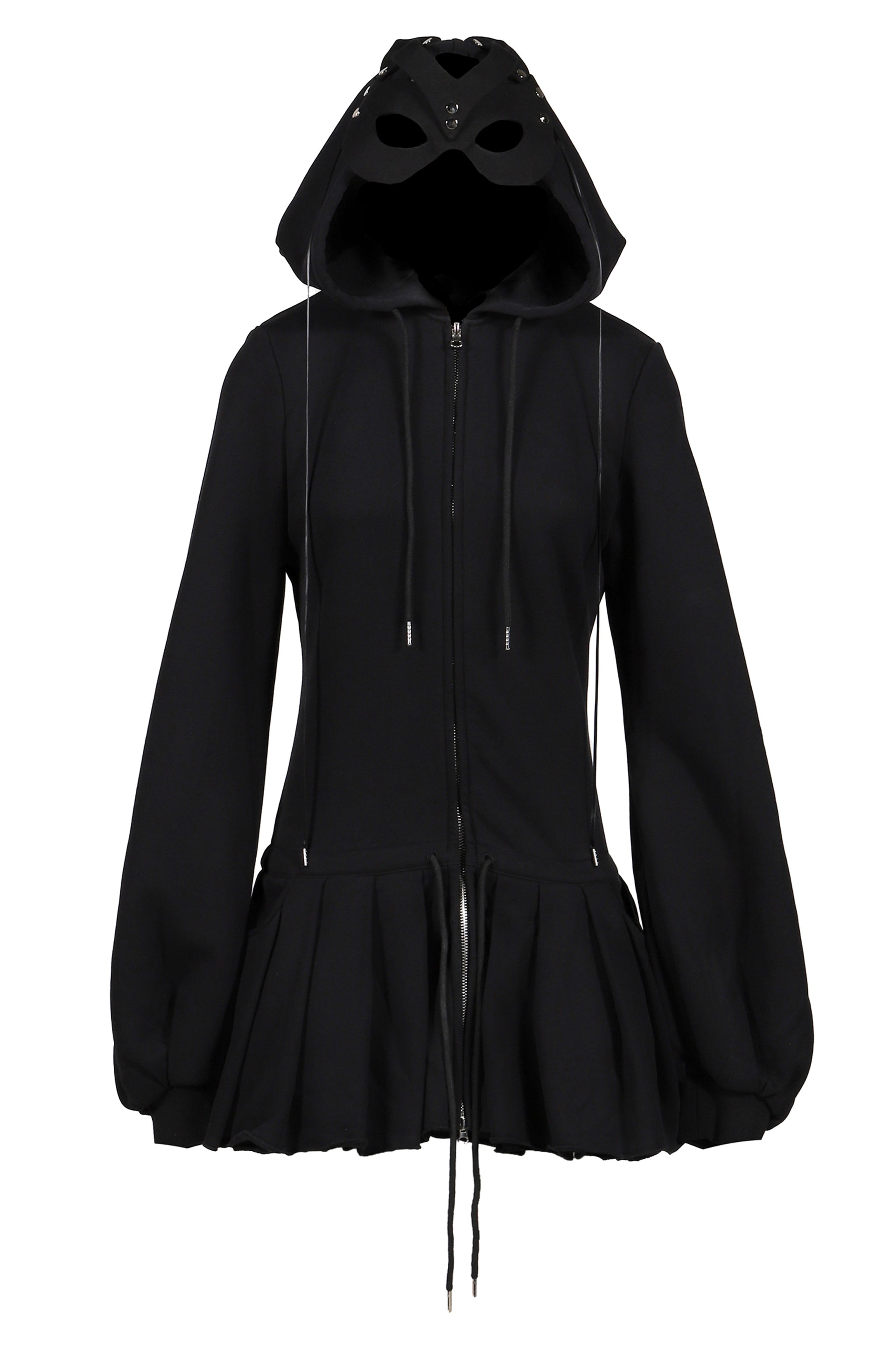 HANDMADE BLACK DEVIL MASK HOODIE DRESS / BLK