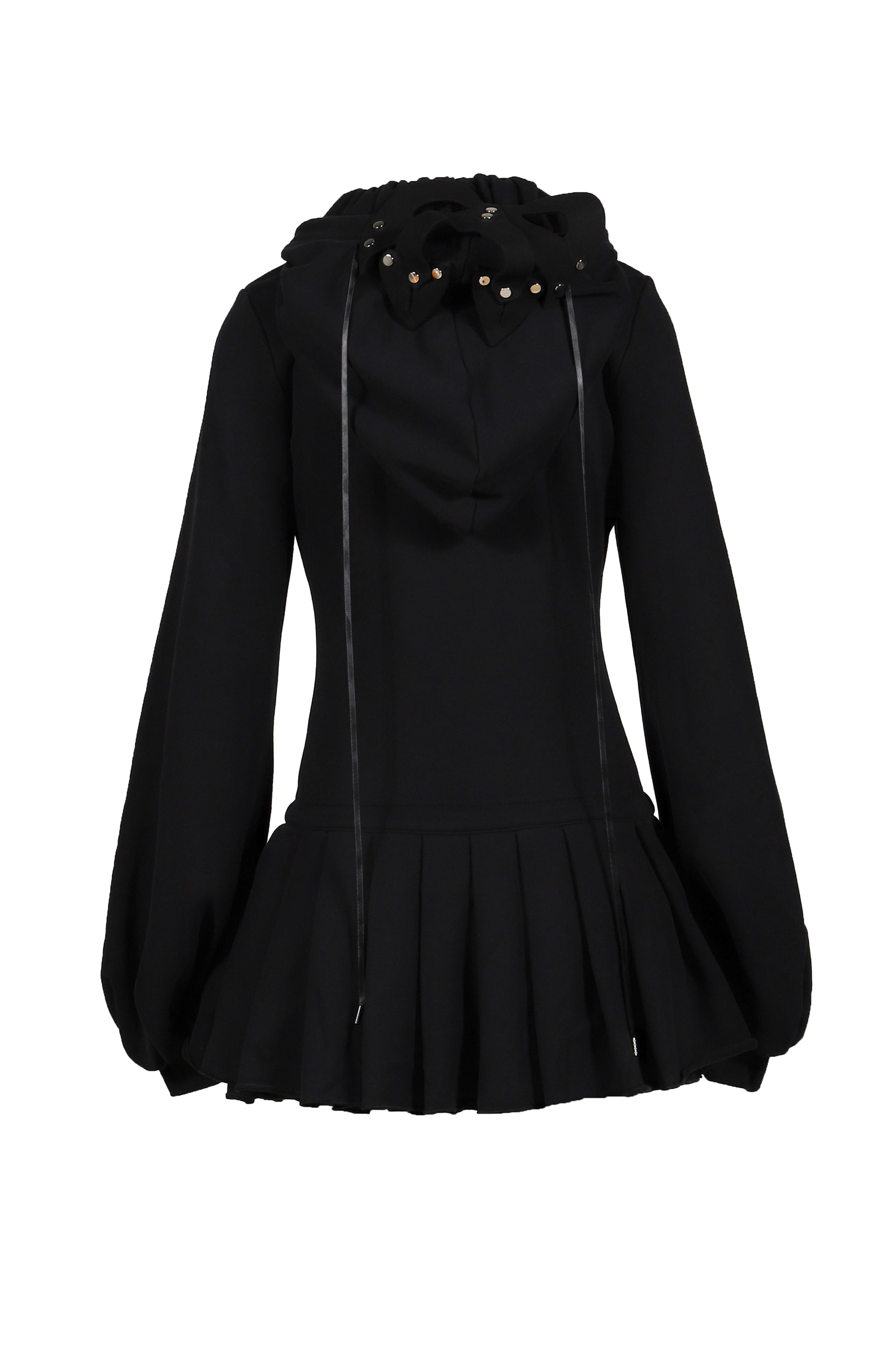 HANDMADE BLACK DEVIL MASK HOODIE DRESS / BLK