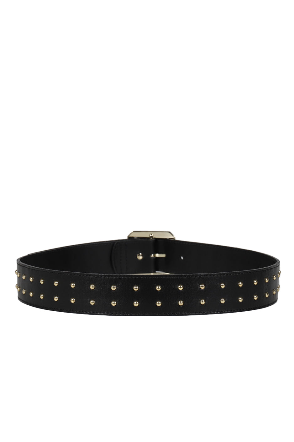 ERNEST W. BAKER STUDDED LARGE GOLD BUCKLE BELT / BLK