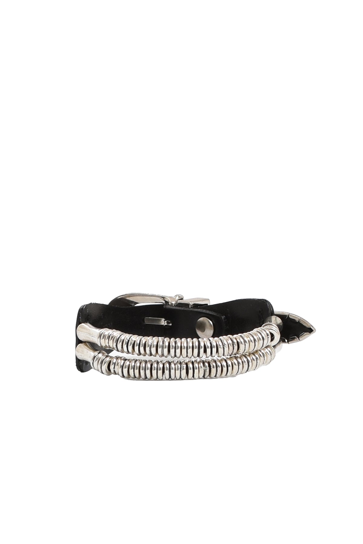 BEADS LEATHER BANGLE / BLK