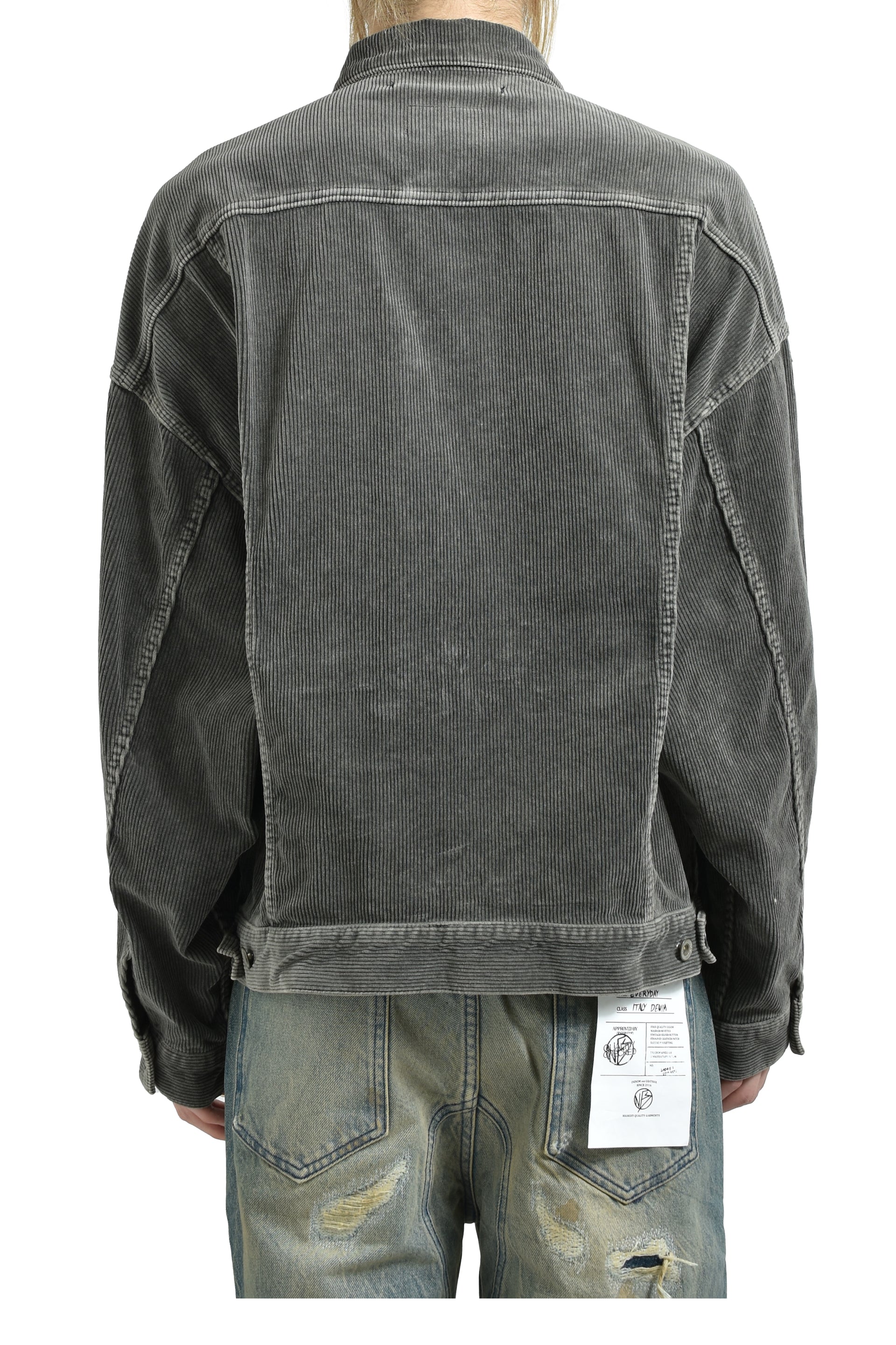 BONE APPLIQUE CORDUROY JACKET / GRY
