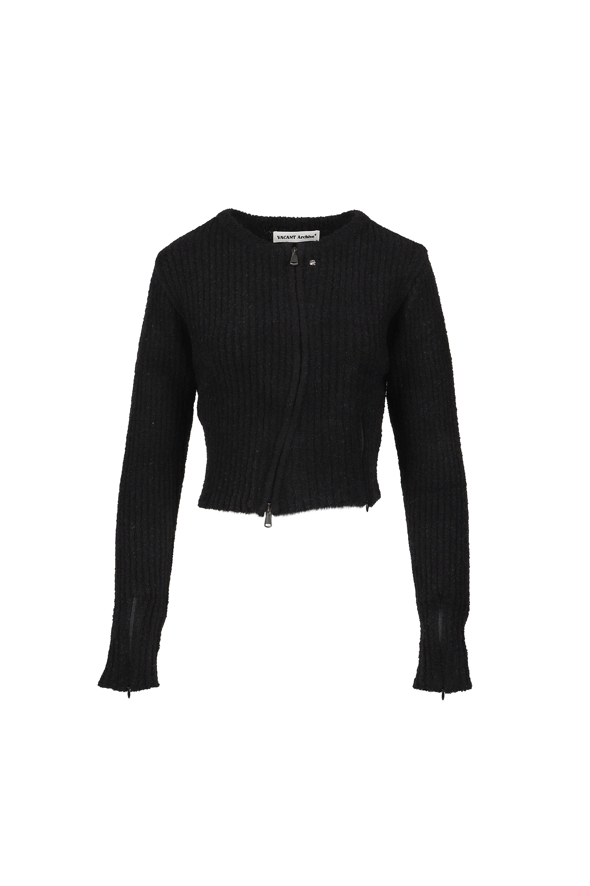 VACANT Archive FW25 NEAH KNITTED ZIP-UP / BLK - NUBIAN