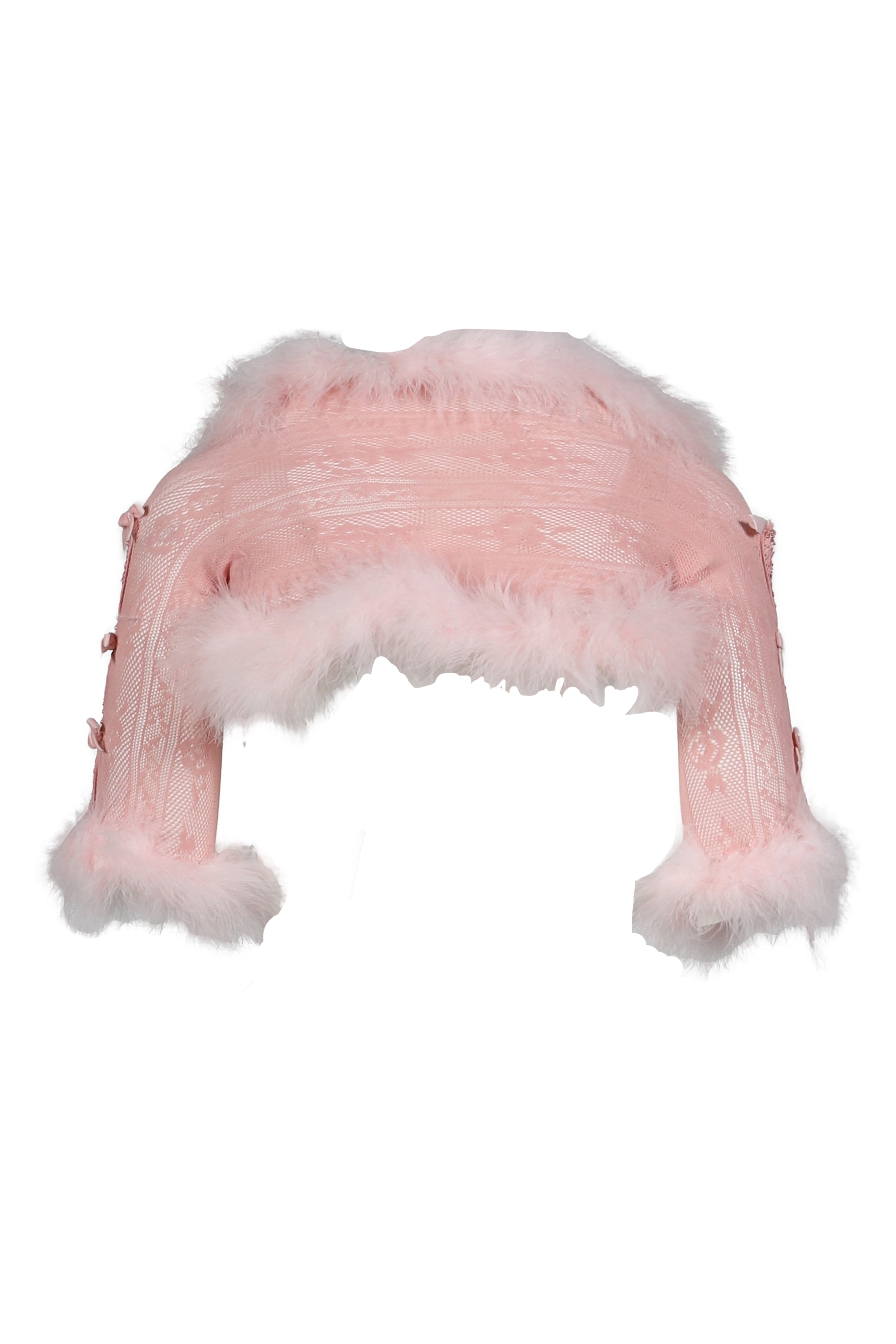 PINK OSTRICH FEATHER LACE SHRUG / PNK
