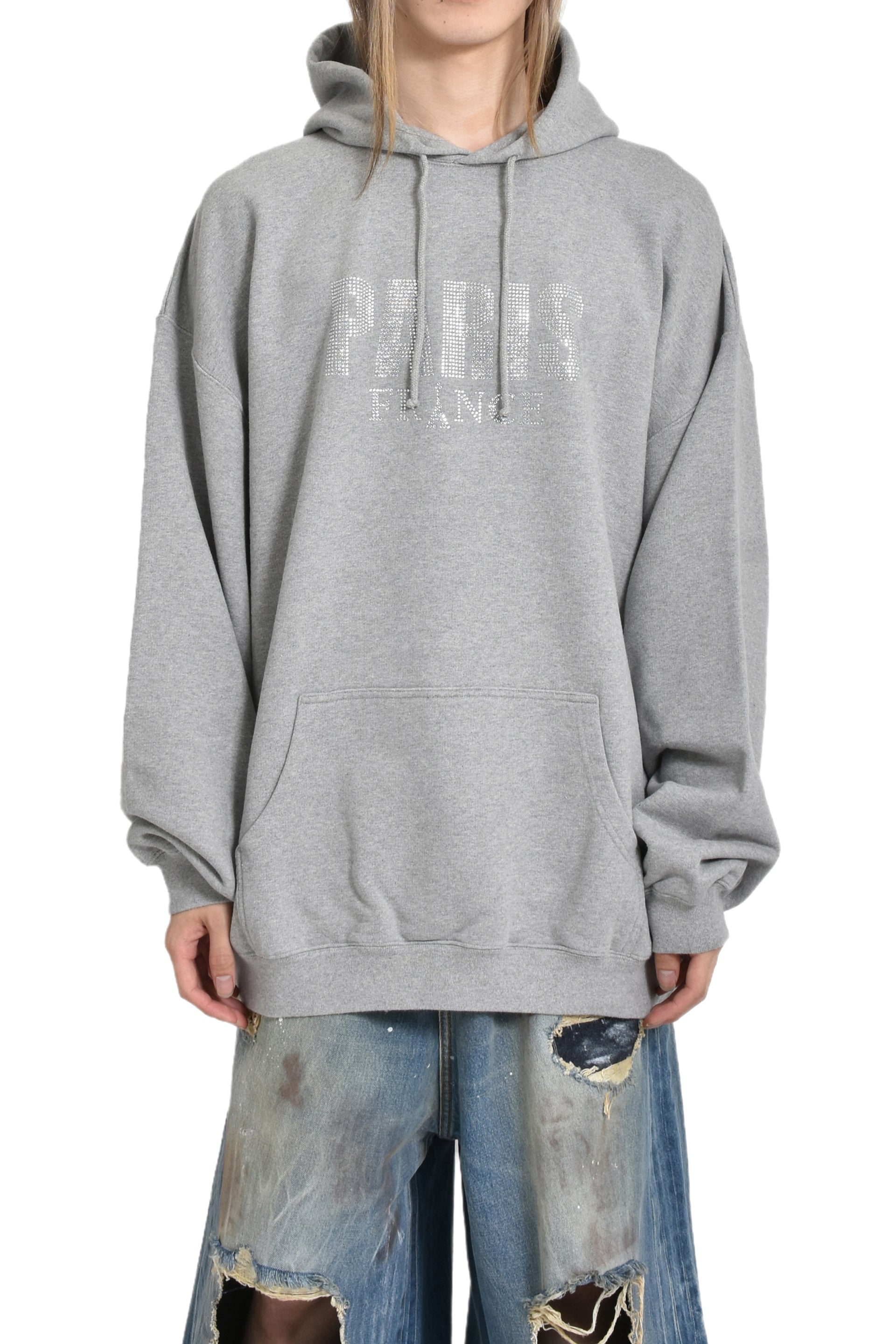 VETEMENTS CRYSTAL PARIS HOODIE / GRY