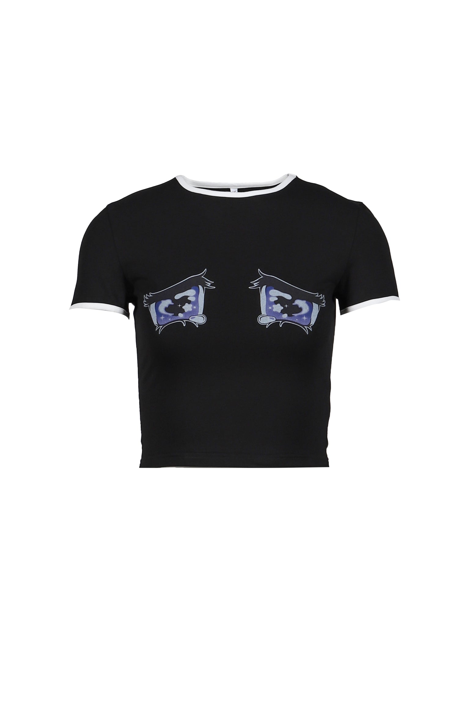 "NO CRY" CRYING EYES PRINTED T-SHIRT(EXCLUSIVE ) / BLK