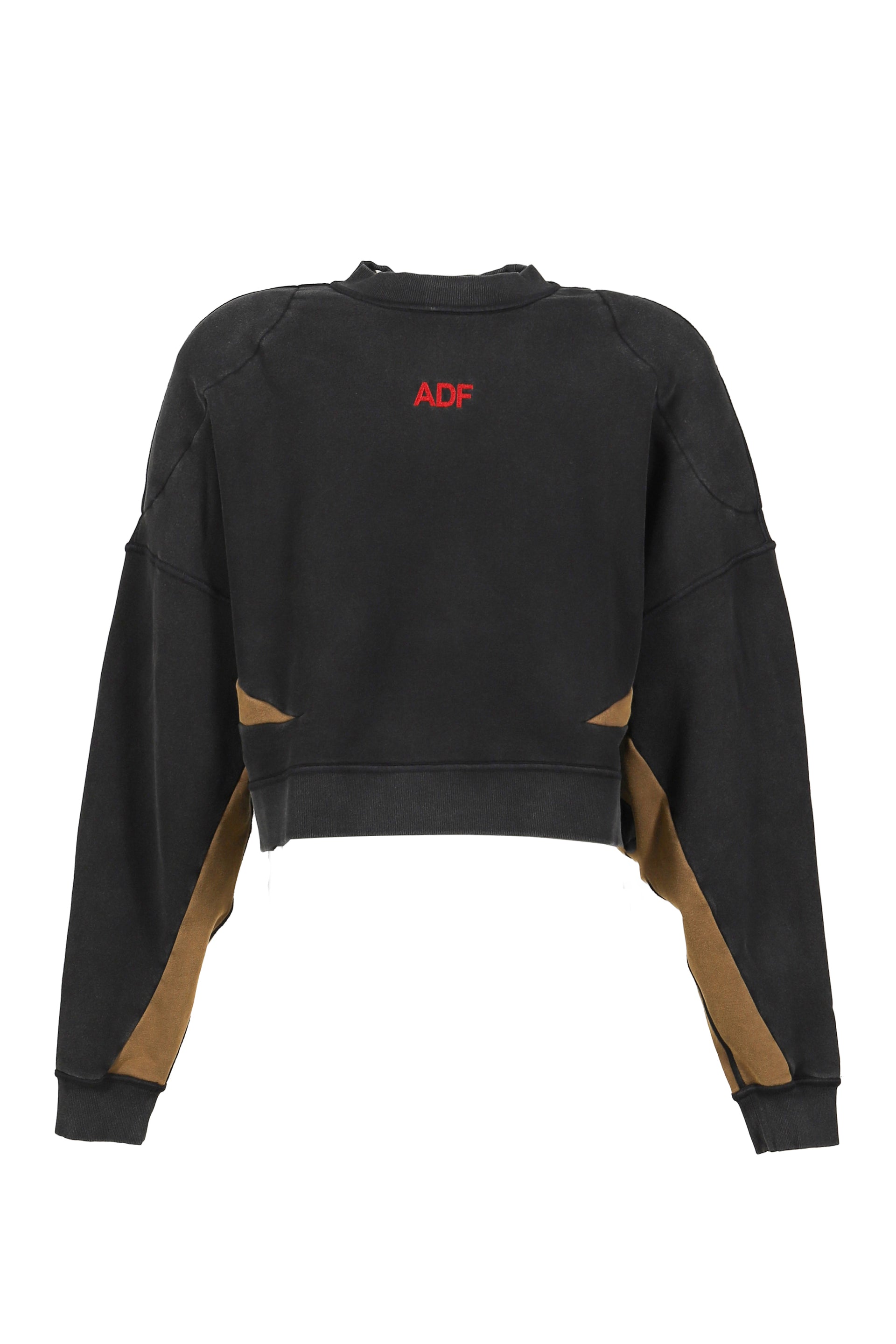 PADDED CREWNECK SWEATER 2 TONES / WASHED BLK