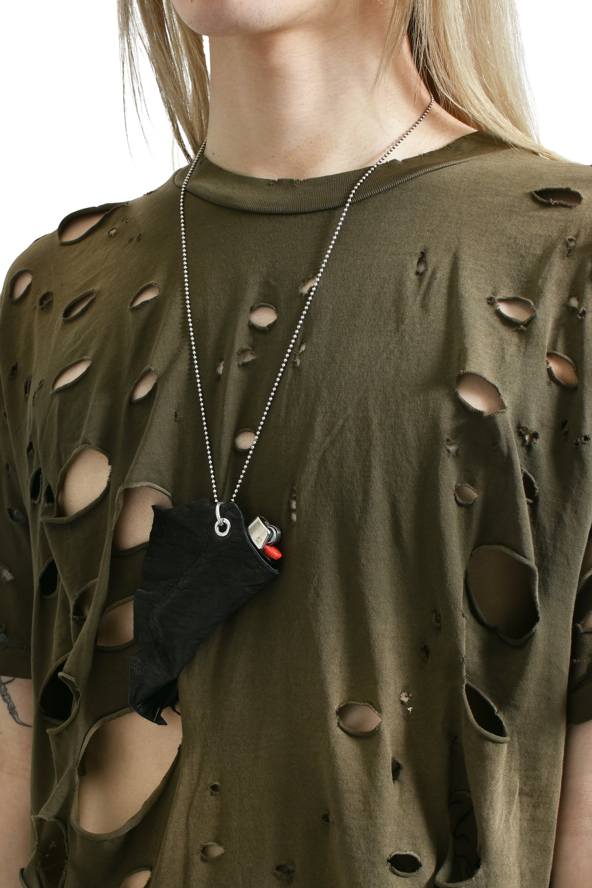 ALEXANDER DIGENOVA LIGHTER HOLDER NECKLACE / BLK LEATHER