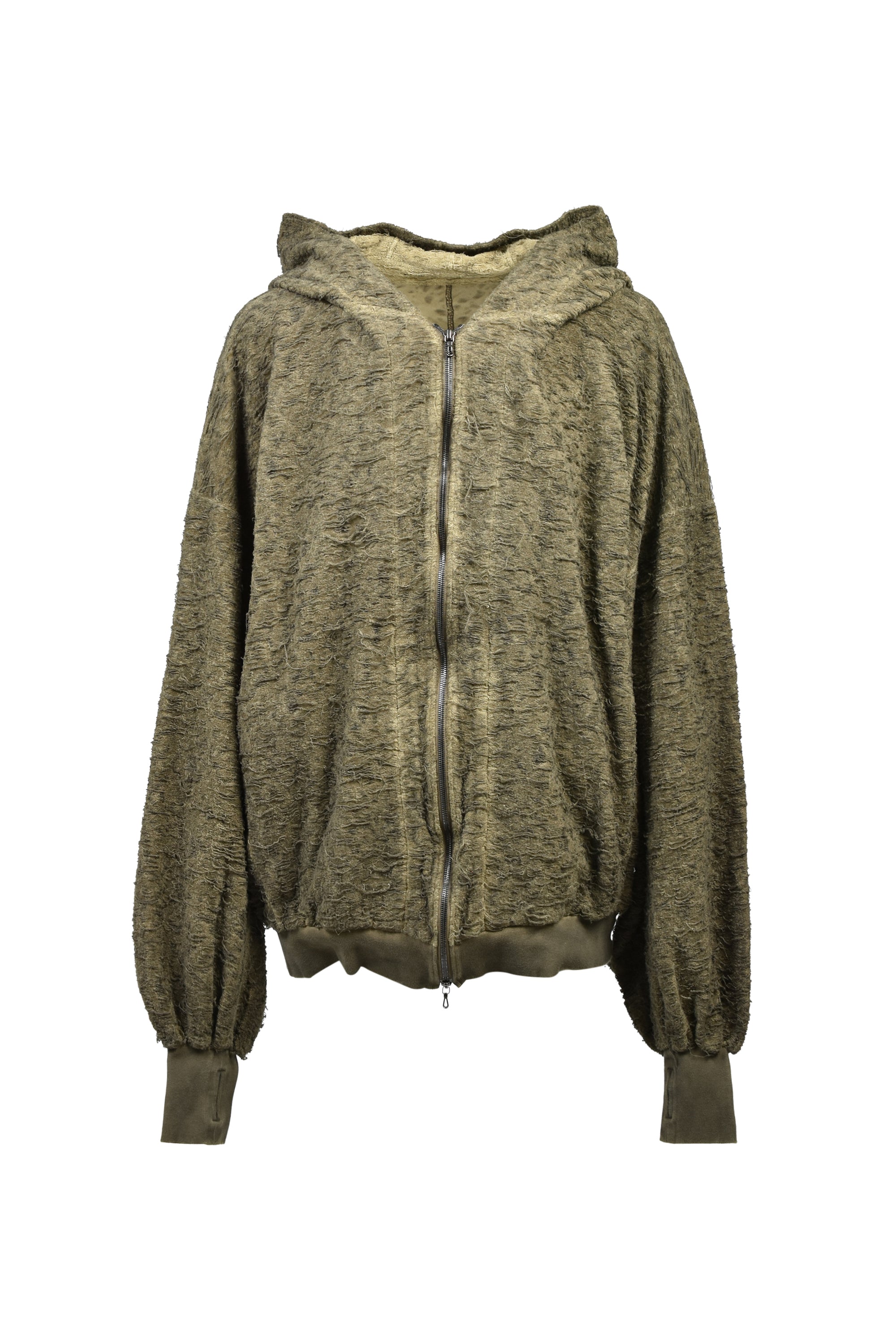 JULIUS ユリウス SS26 COTTON PILE JACQUARD HOODIES / CLAY - NUBIAN