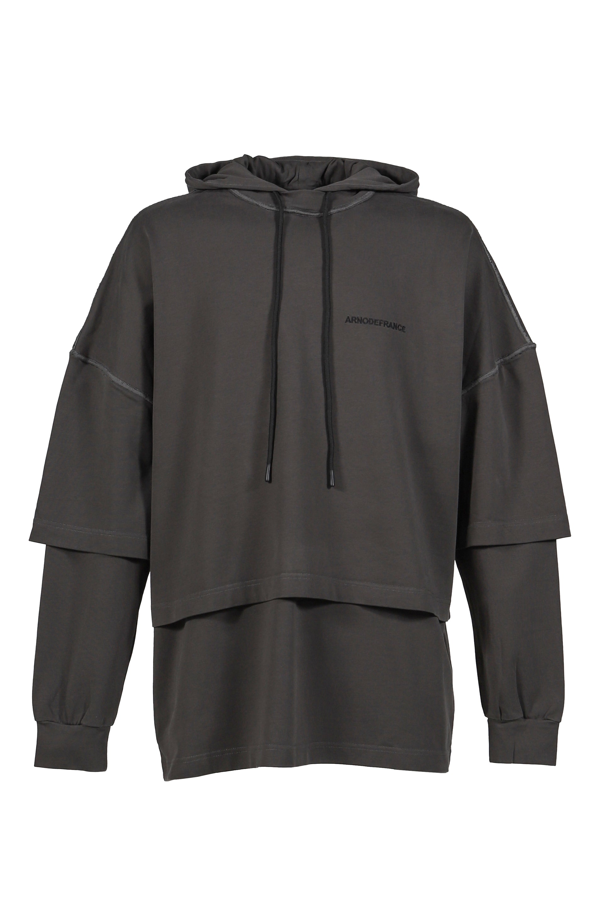 HOODED TEE OVERLAPPED / WASHED GREY