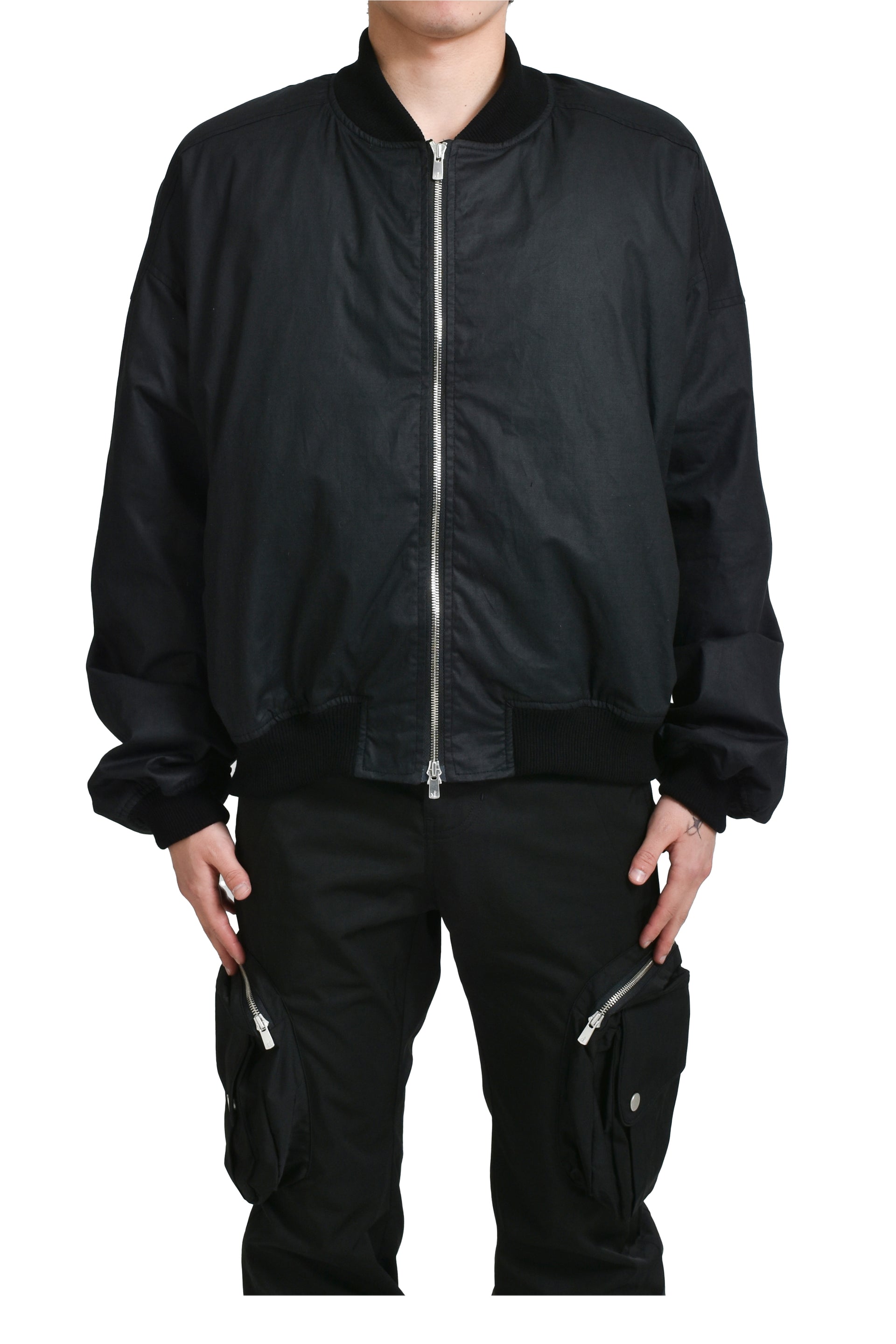 FFFPOSTALSERVICE POSTAL SERVICE WAXED COTTON MA-1 BOMBER (EXCLUSIVE) / BLK