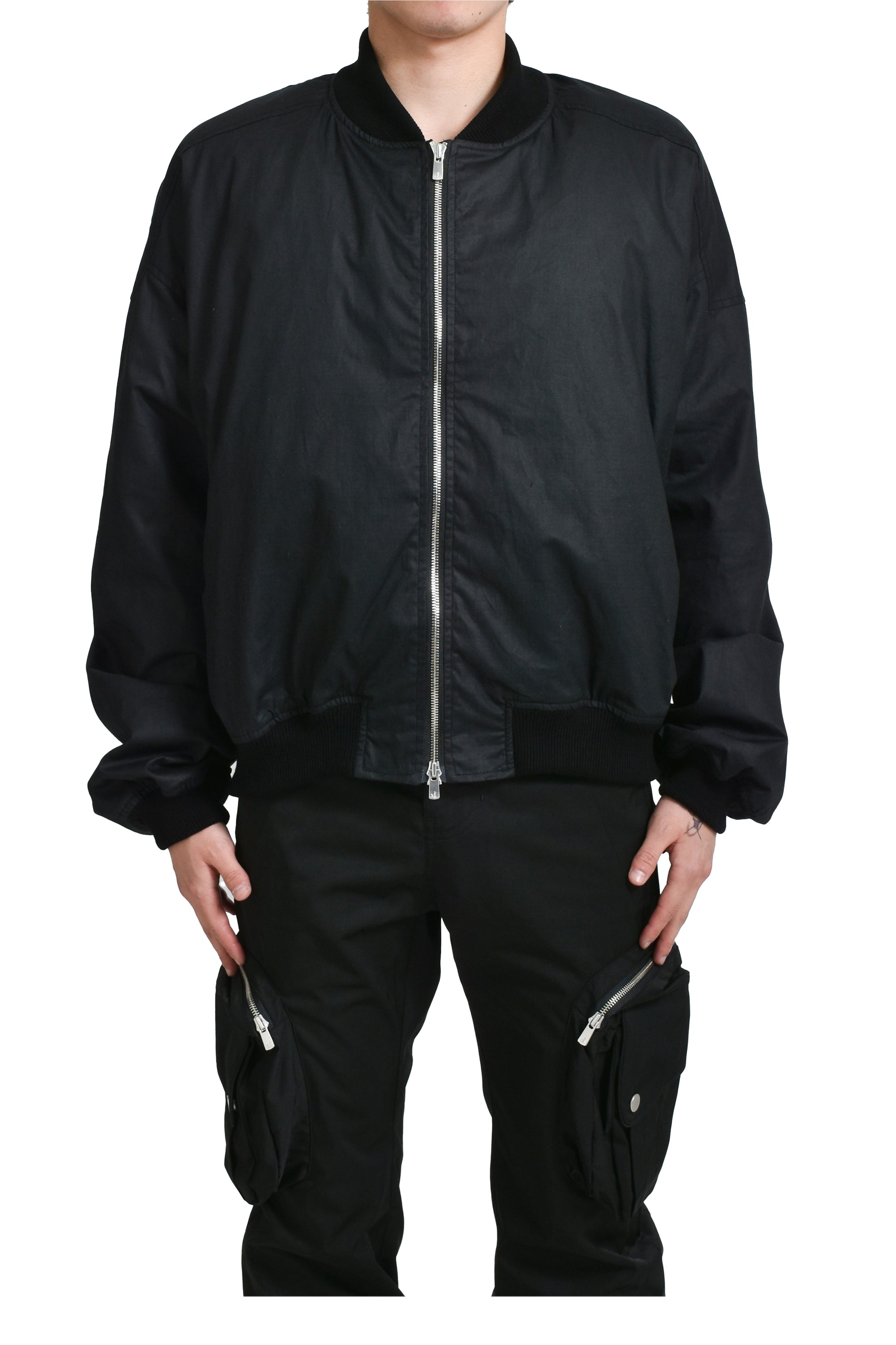 FFFPOSTALSERVICE POSTAL SERVICE WAXED COTTON MA-1 BOMBER (EXCLUSIVE) / BLK
