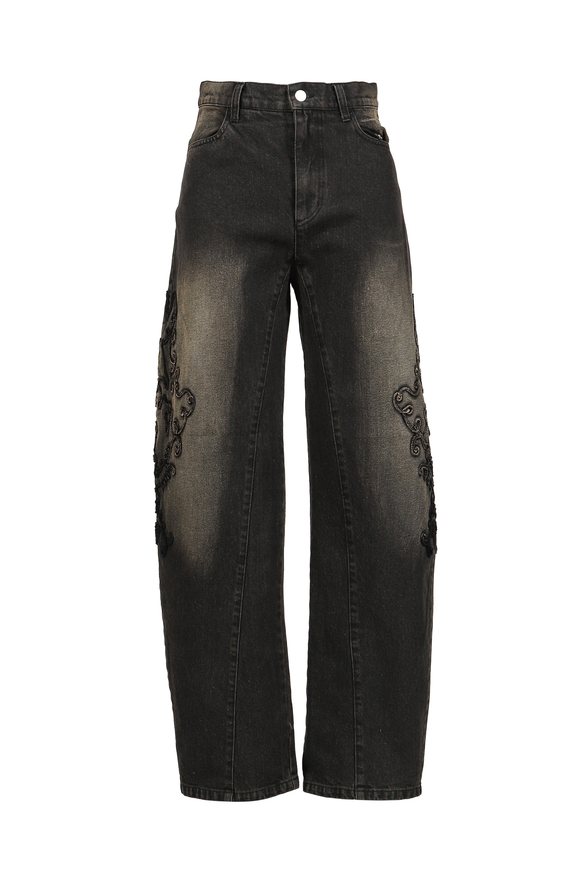 DENIM LACE PANTS / BLK