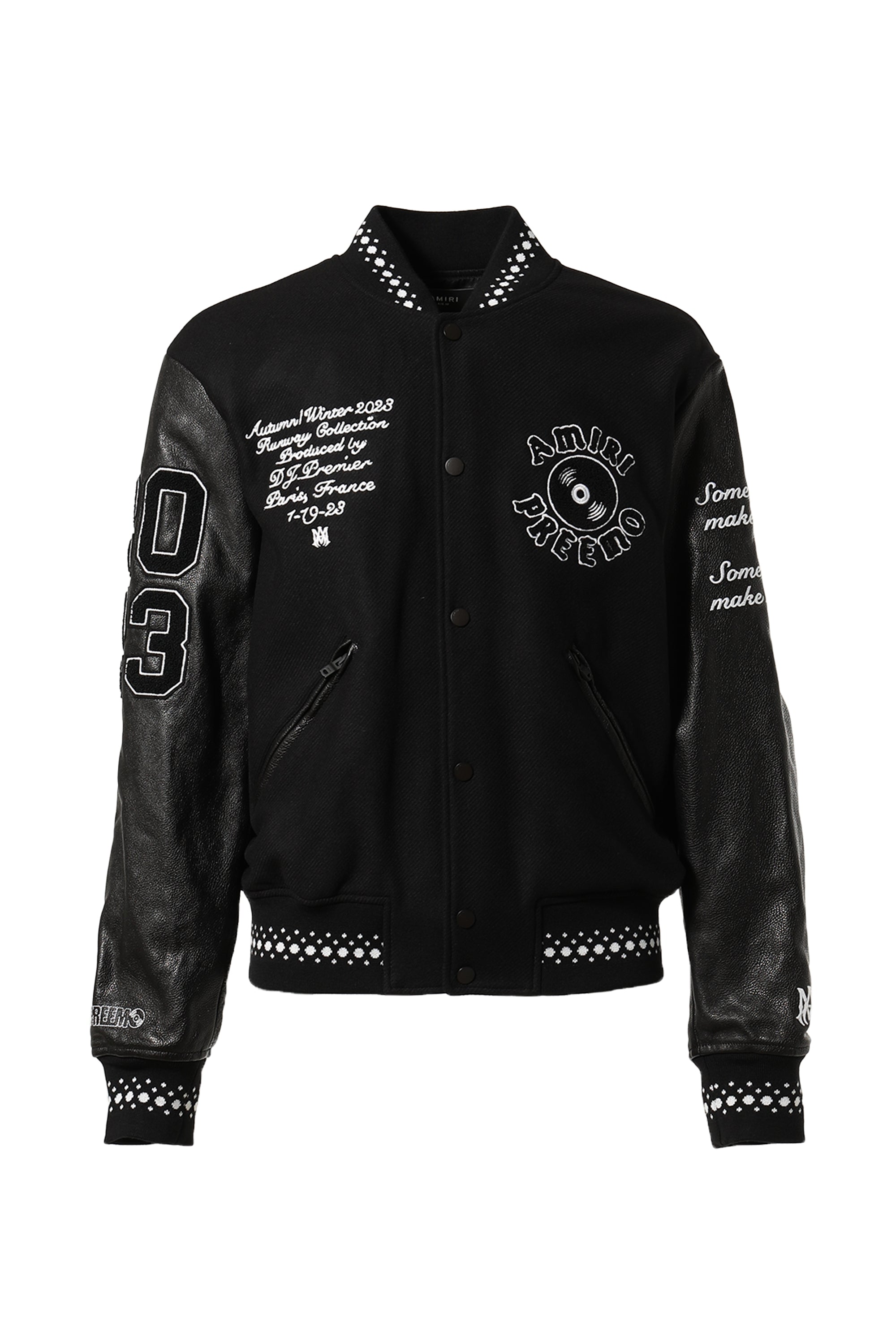 AMIRI FW23 DJ PREEMO VARSITY JACKET / BLK -NUBIAN