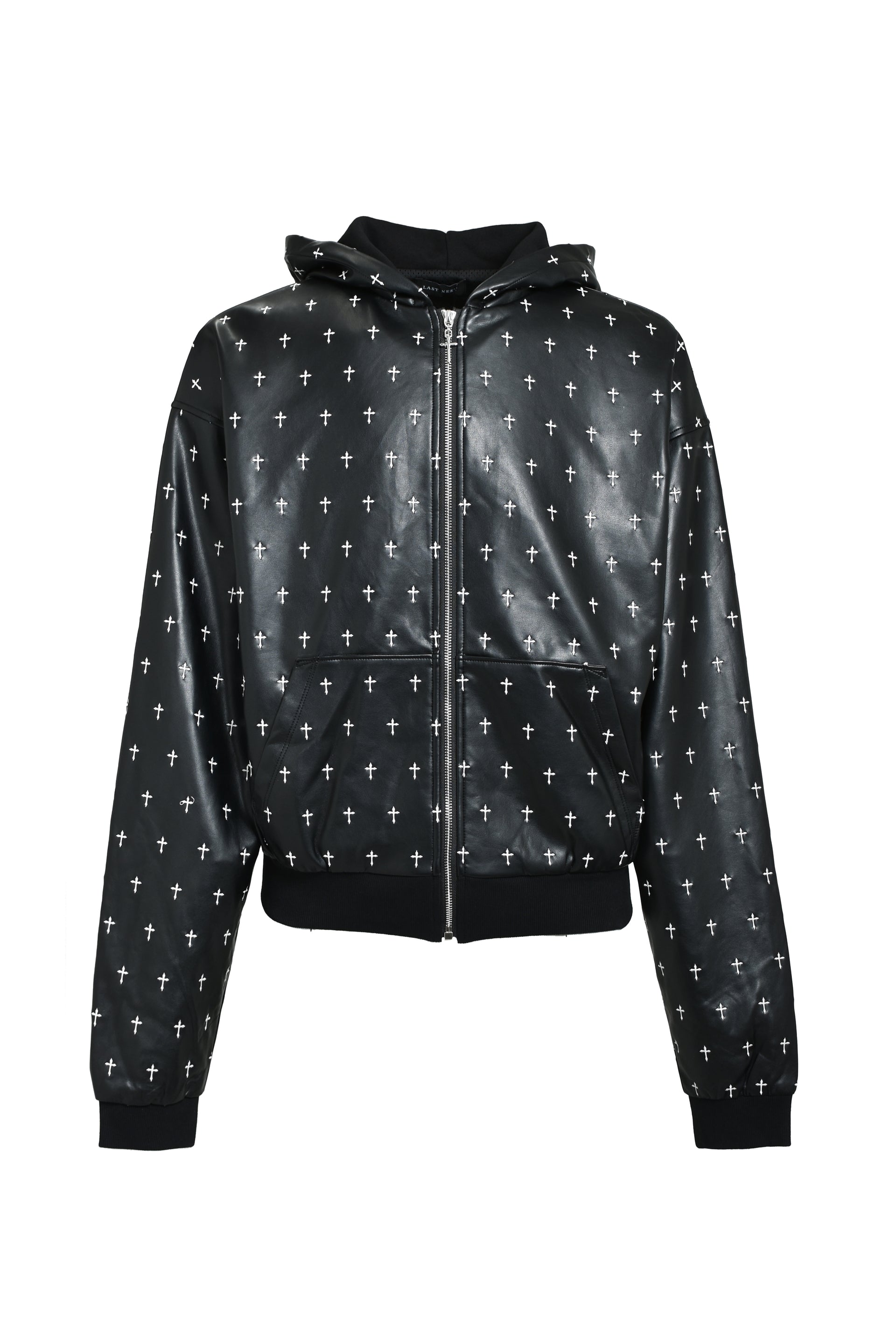 ALLOVER CROSS ZIP-UP HOODIE / BLK
