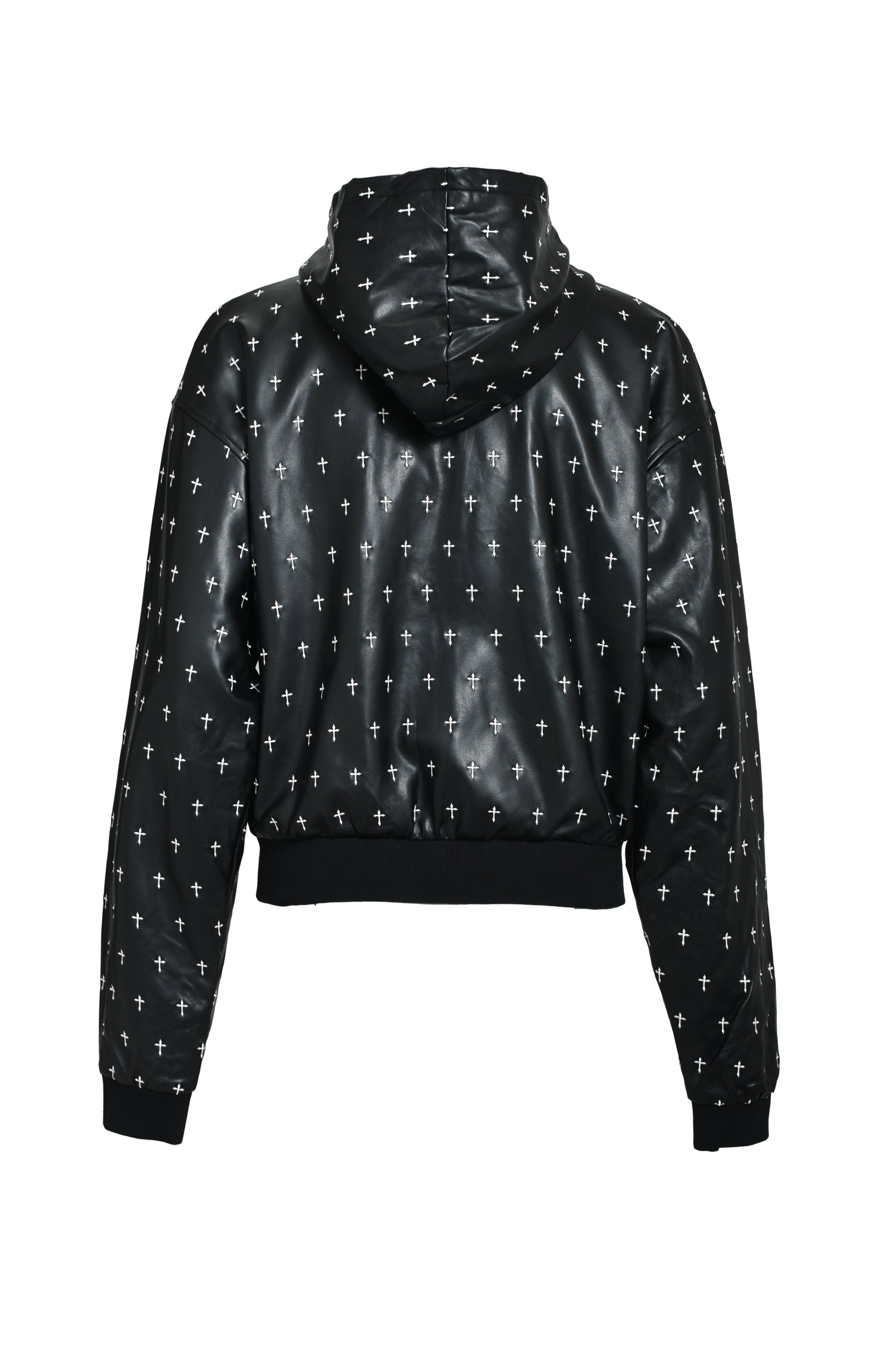ALLOVER CROSS ZIP-UP HOODIE / BLK