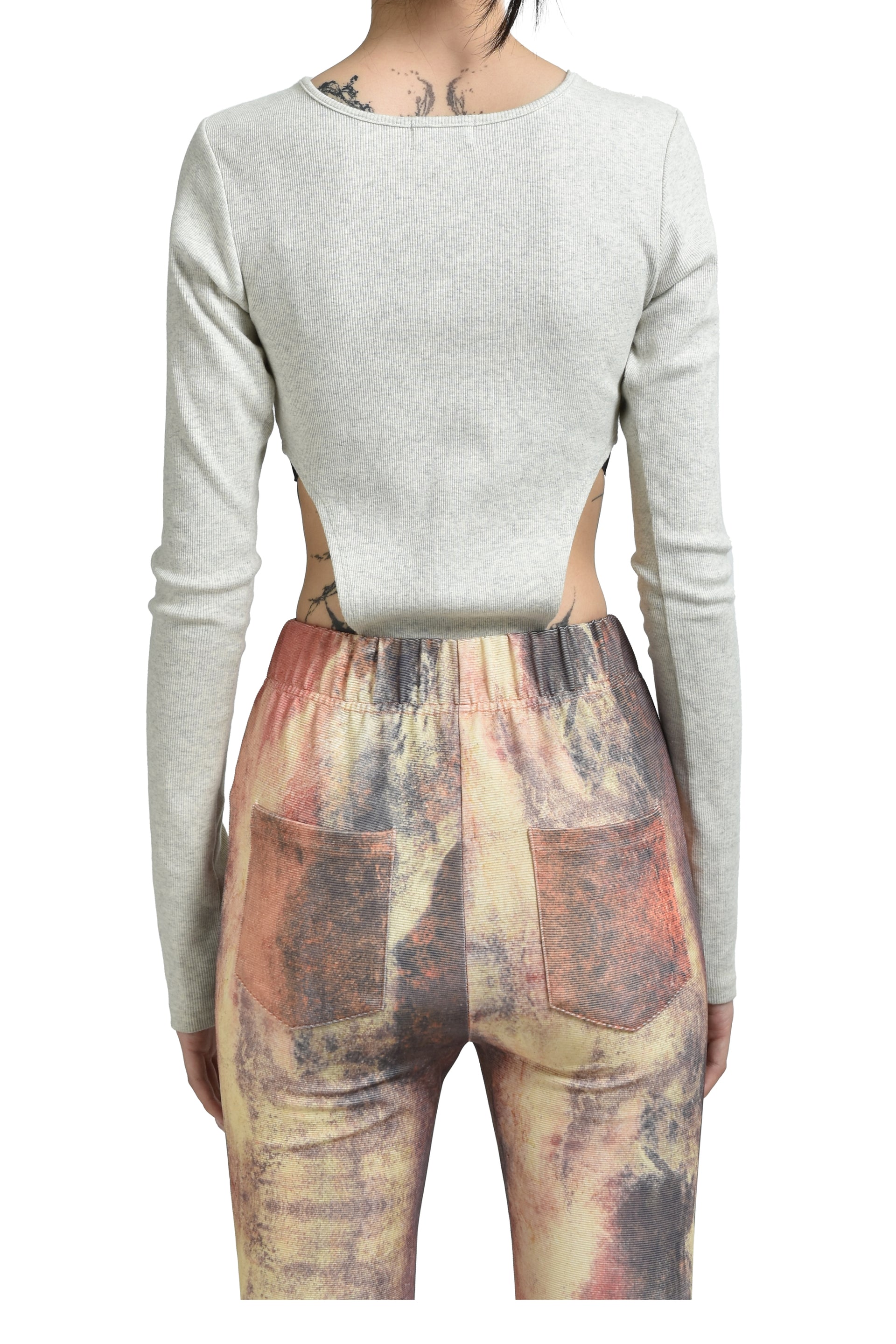 RIB CUT BODYSUITS / WHT