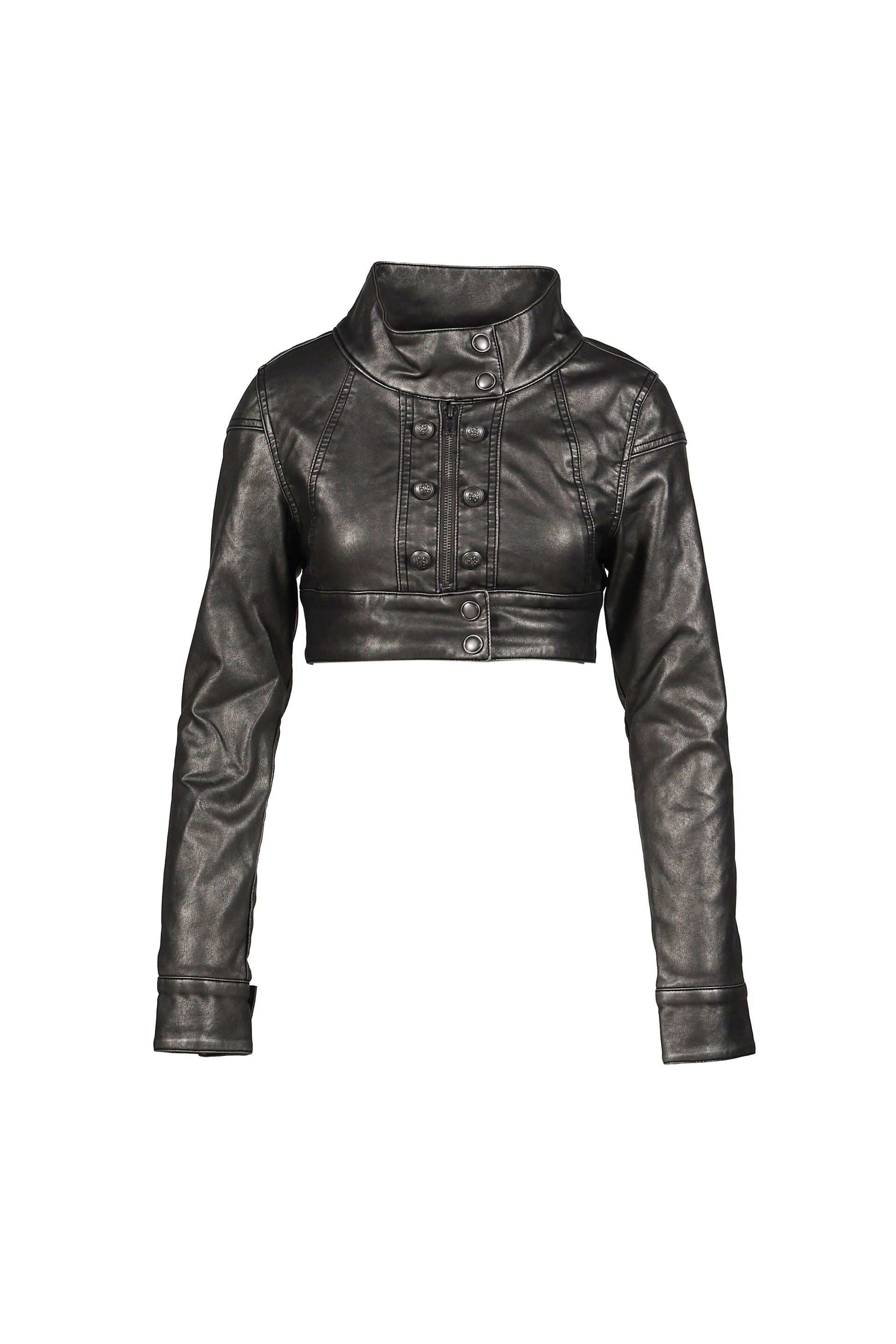 PU MILITARY CROPPED JACKET / BLK