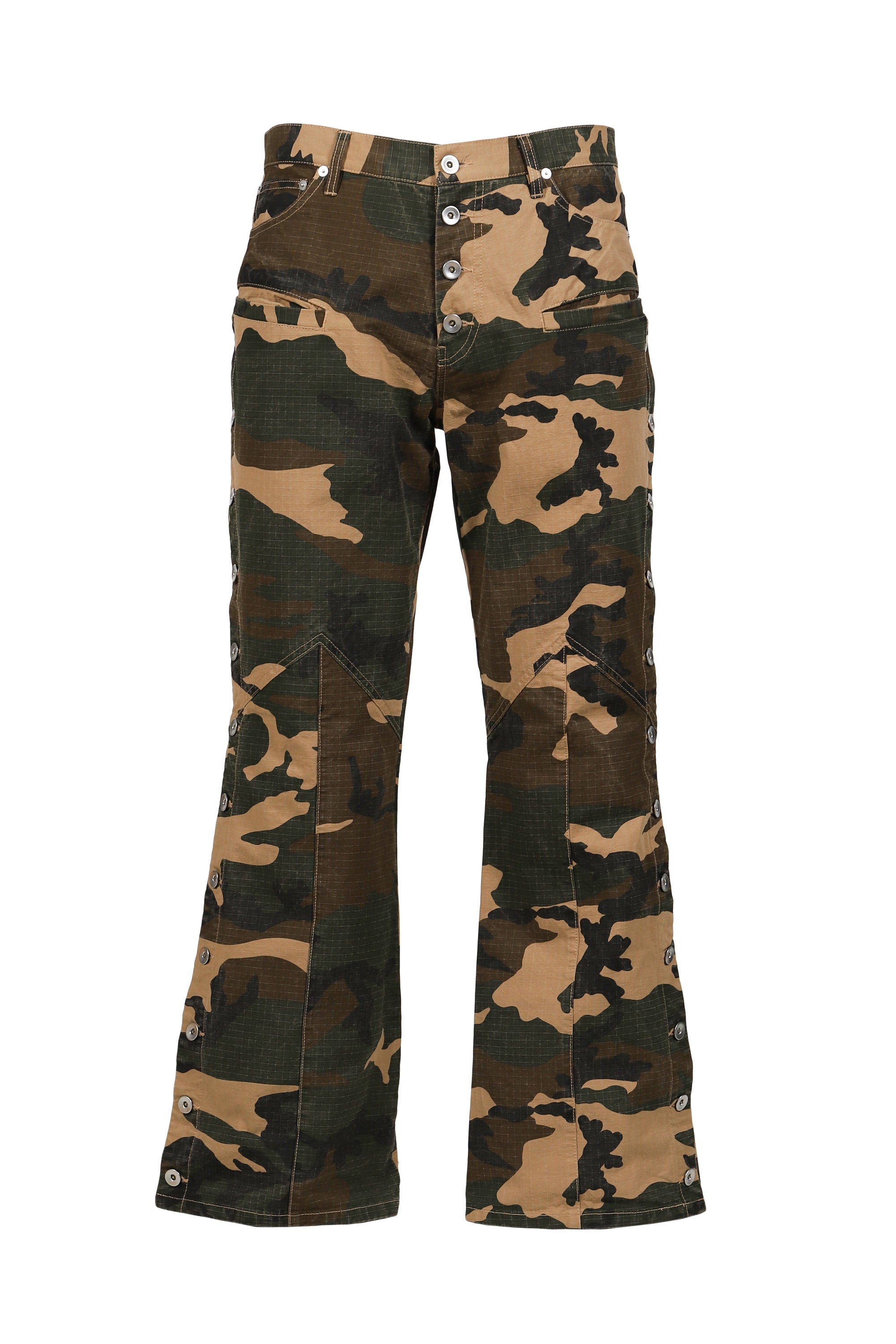 JUN/NAKAYAMA ジュンナカヤマ FW25 SIDE BUTTON PANTS / CAMO - NUBIAN
